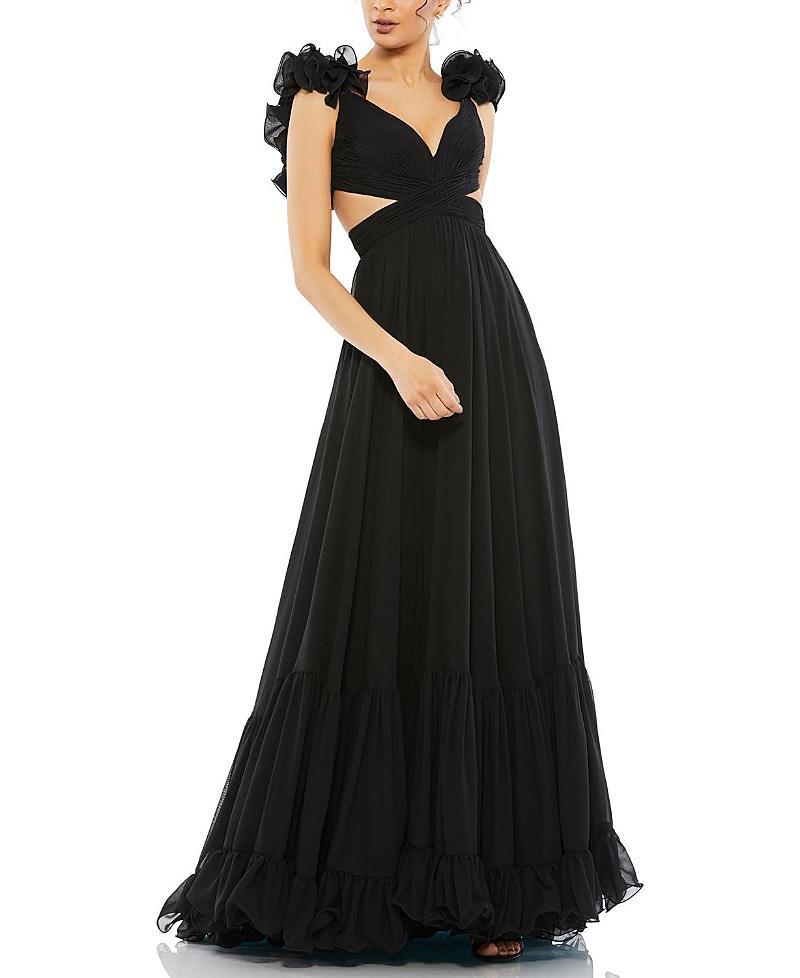 Mac Duggal Ruffle Tiered Cut-Out Chiffon Gown Product Image