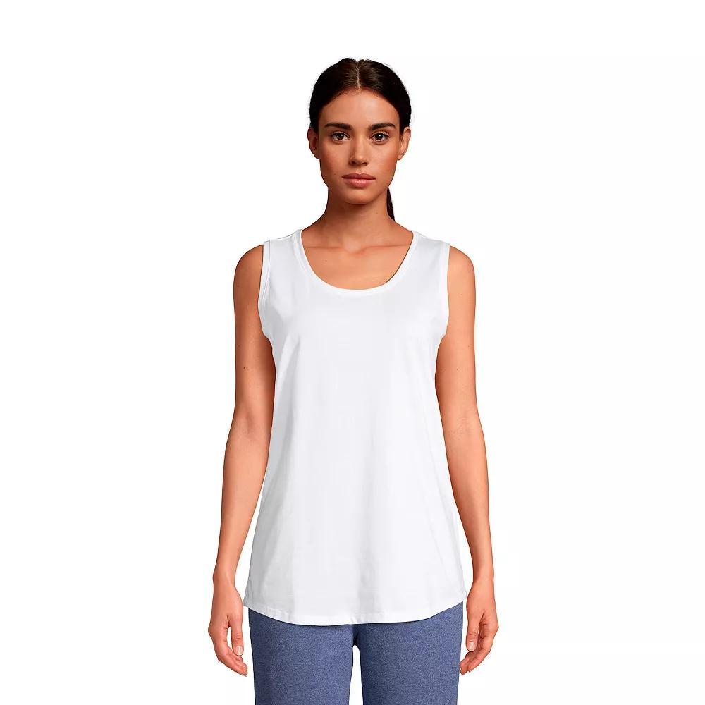 Women's Lands' End Supima Cotton Scoopneck Tunic Tank Top, Size: Small Petite, Black Product Image