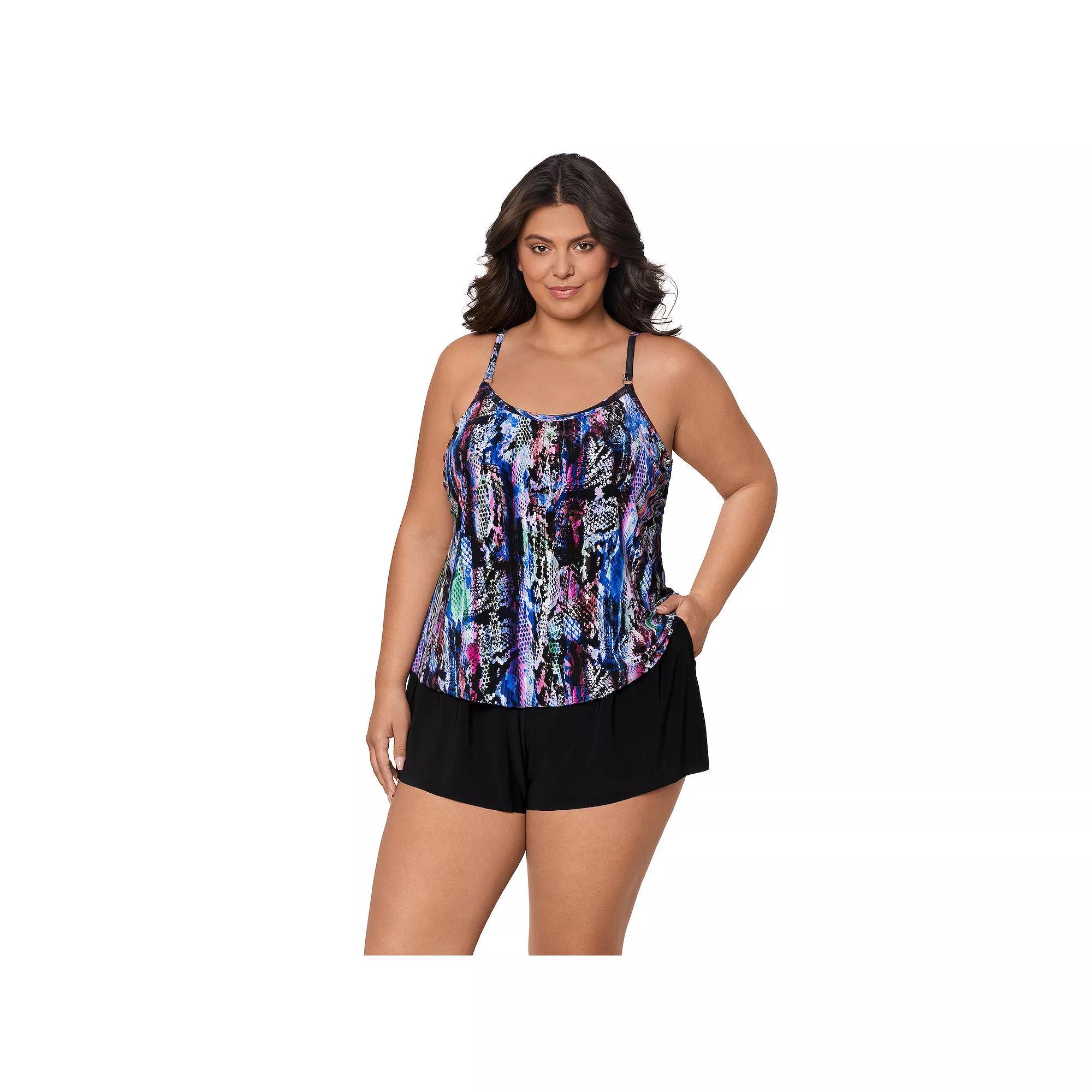 Plus Size Trimshaper Farrah Control Fit Romper Swimsuit, Womens Product Image