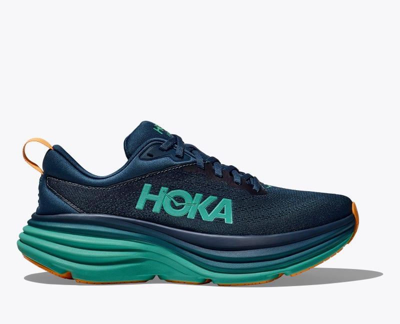 HOKA Mens Bondi 8 Shoes in Lettuce/Solar Flare, Size 10.5 Product Image