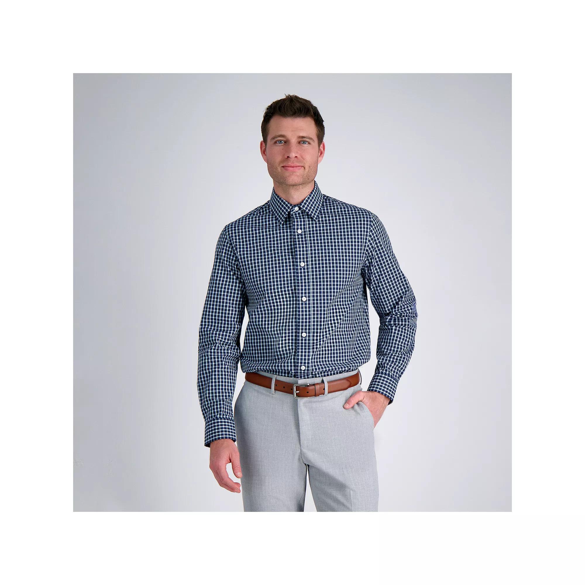 Men's Haggar® Premium Performance Slim Fit Dress Shirt, Size: 14.5-32/33, Blue Check Product Image