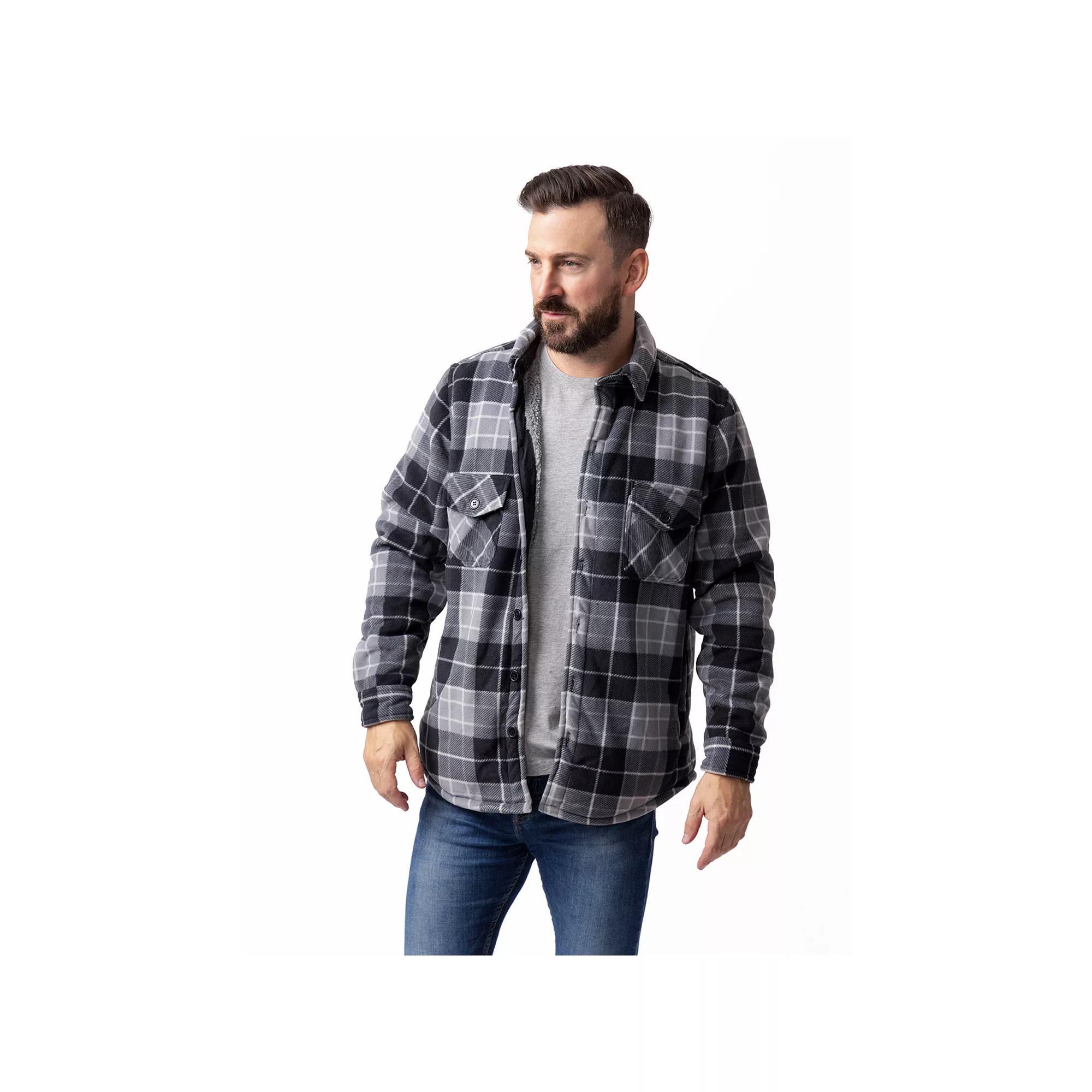 Men's Heat Holders Heatweaver Lined Fleece Shirt Jacket, Size: Small, Gray Black Product Image