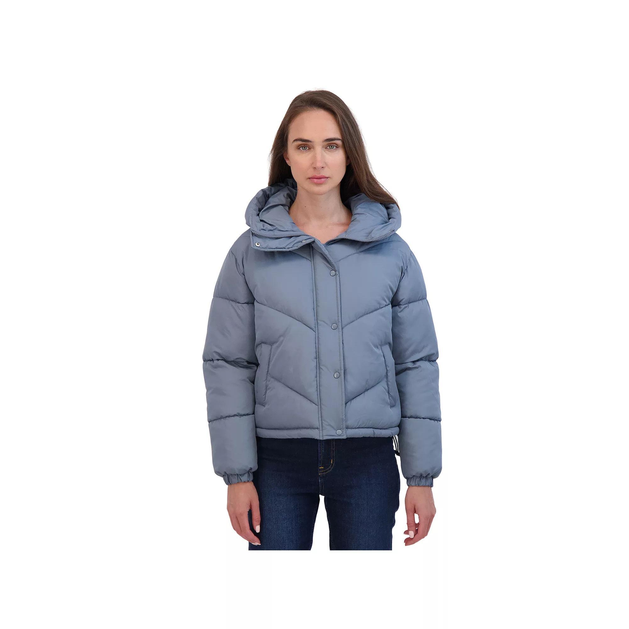 Juniors' Sebby Short Puffer Jacket, Women's, Size: Large, Gray Product Image