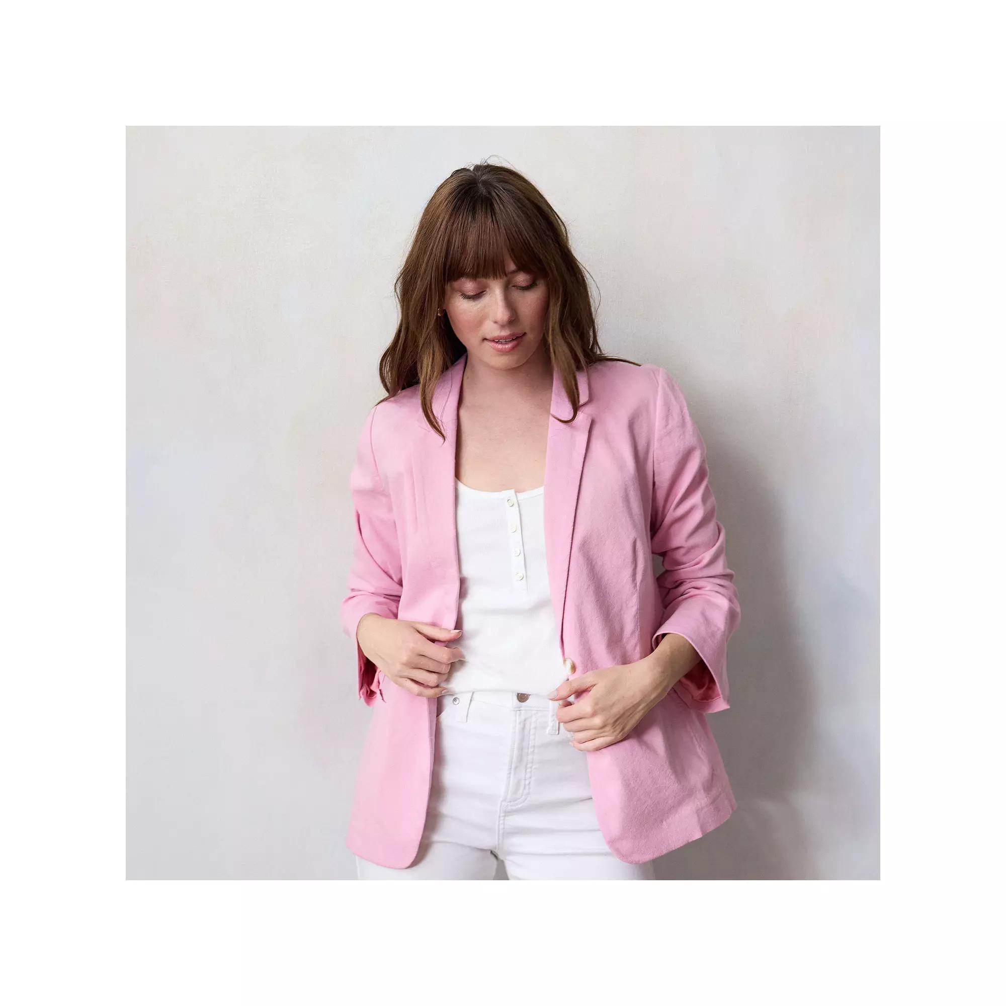 Women's LC Lauren Conrad Notch Collar Blazer, Size: Large, Pasadena Pink Product Image