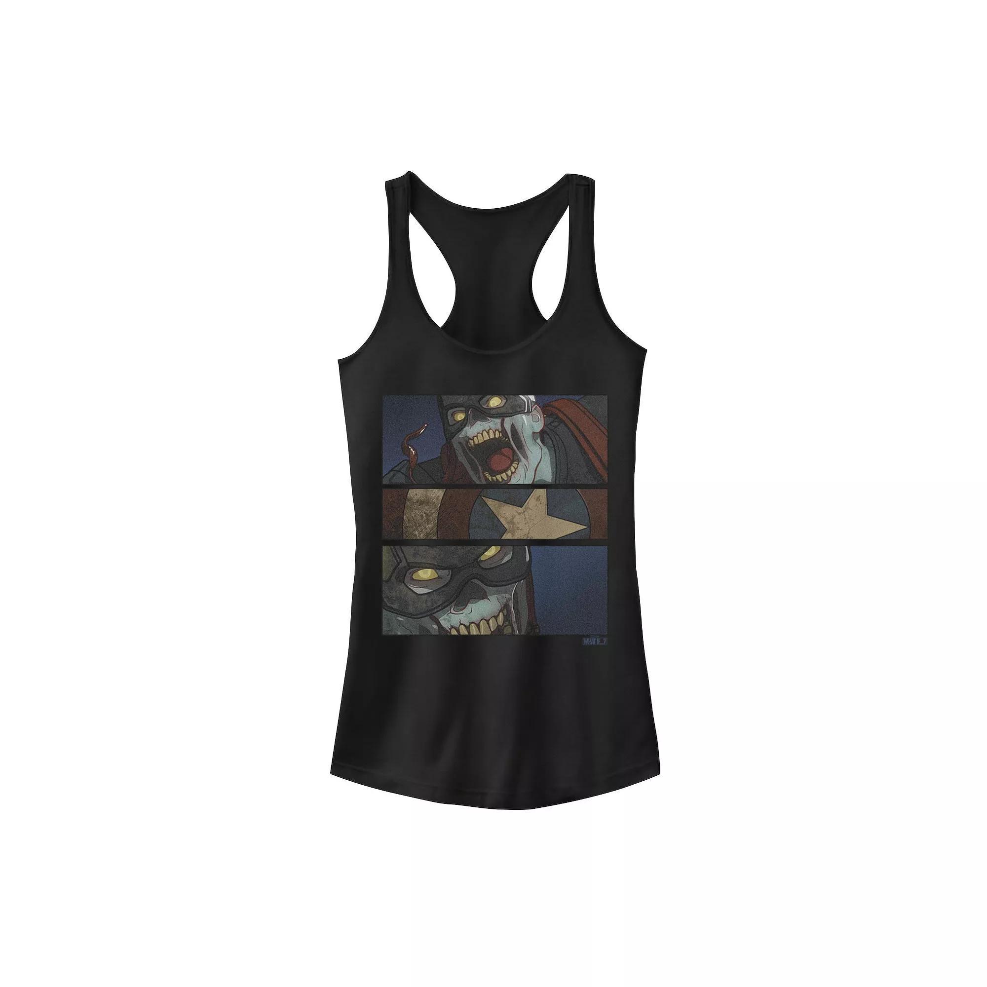 Juniors' Marvel What If Captain America Zombie Panels Tank Top, Girl's, Size: Large, Black Product Image