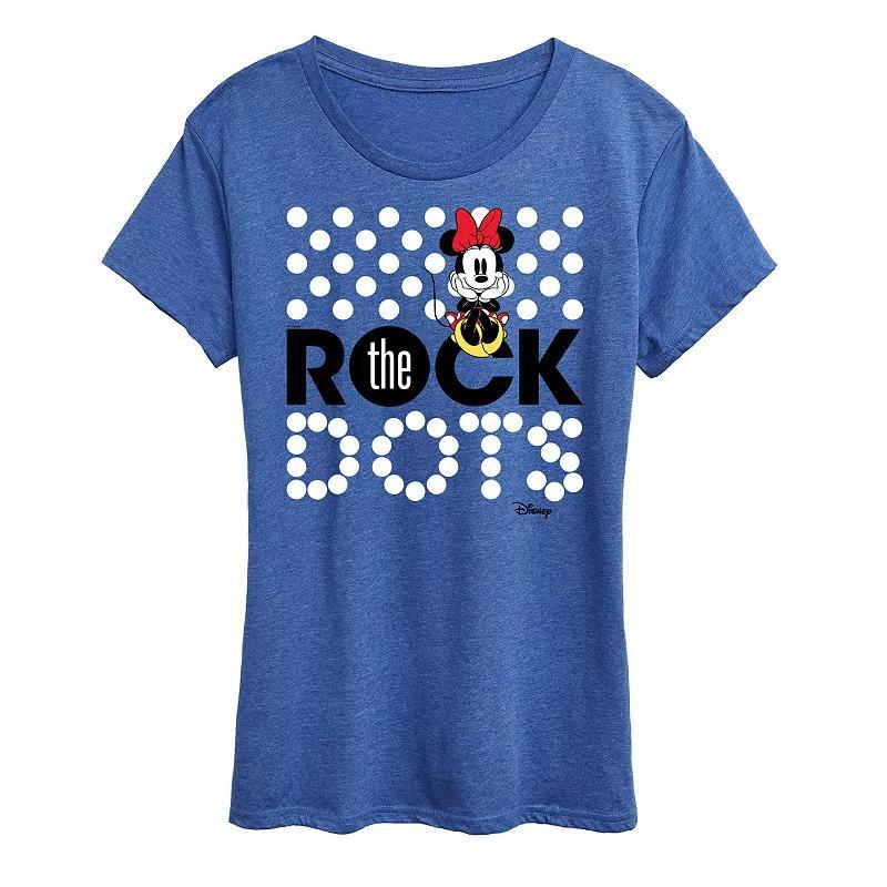 Disneys Minnie Mouse Rock The Dots Graphic Tee, Womens Grey Red Product Image