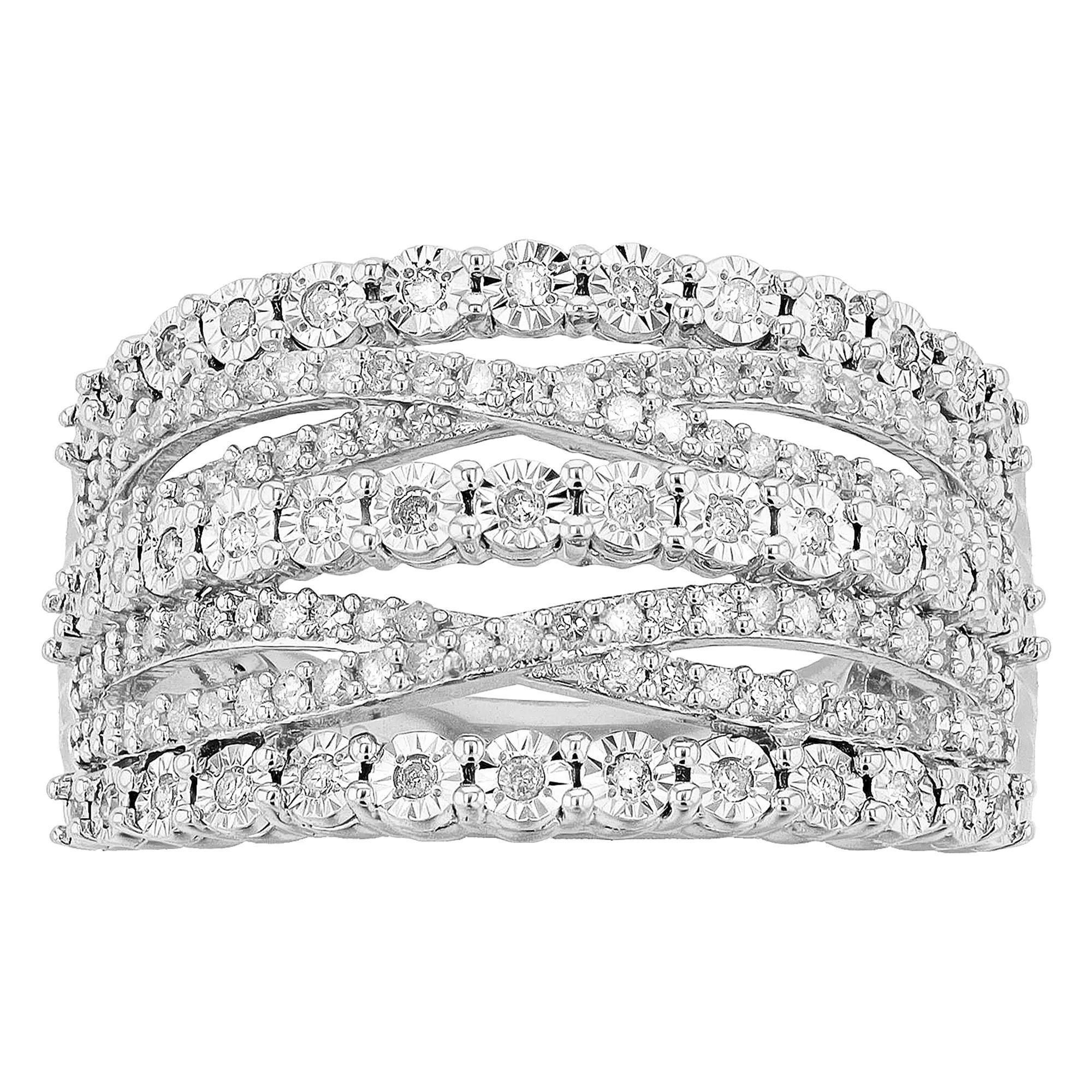 Sterling Silver 1/2 Carat T.W. Diamond Crossover Ring, Women's, Size: 7 Product Image