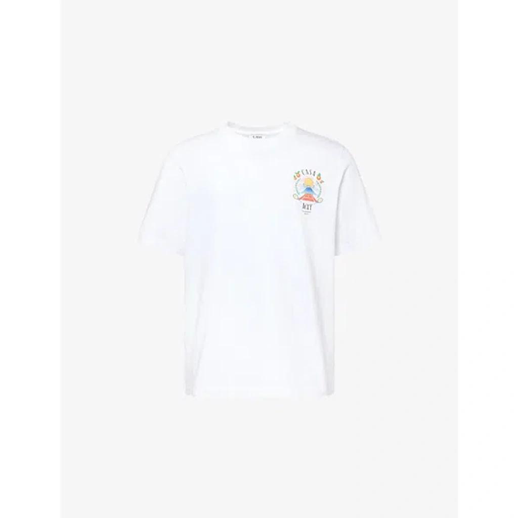 CASABLANCA Mens Casa Way Mountain Graphic-print Cotton-jersey T-shirt Xxxl In White Product Image