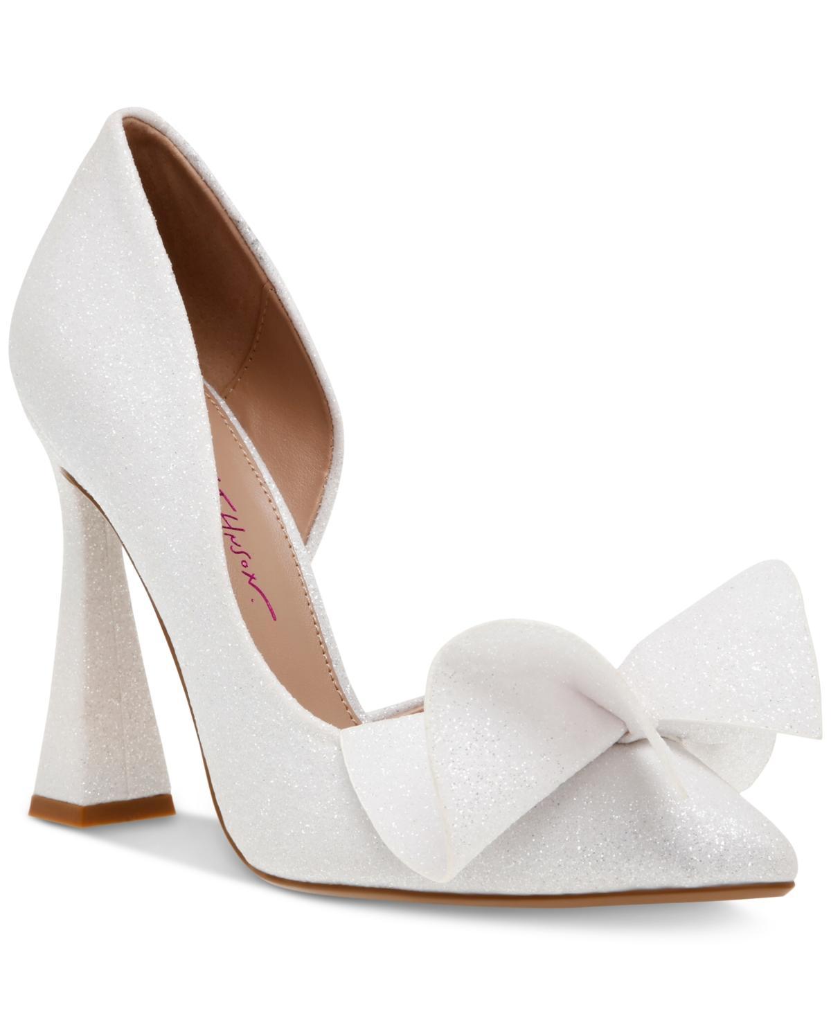 Betsey Johnson Nobble Bow Glitter Reflective Pointed Toe Pumps Product Image