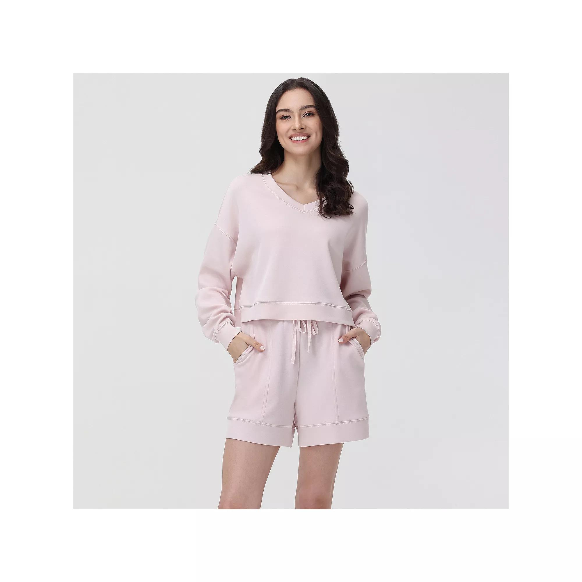Women's Adyson Parker V-Neck Pajama Top & Pajama Shorts Set, Girl's, Size: Small, Ballet Slipper Product Image