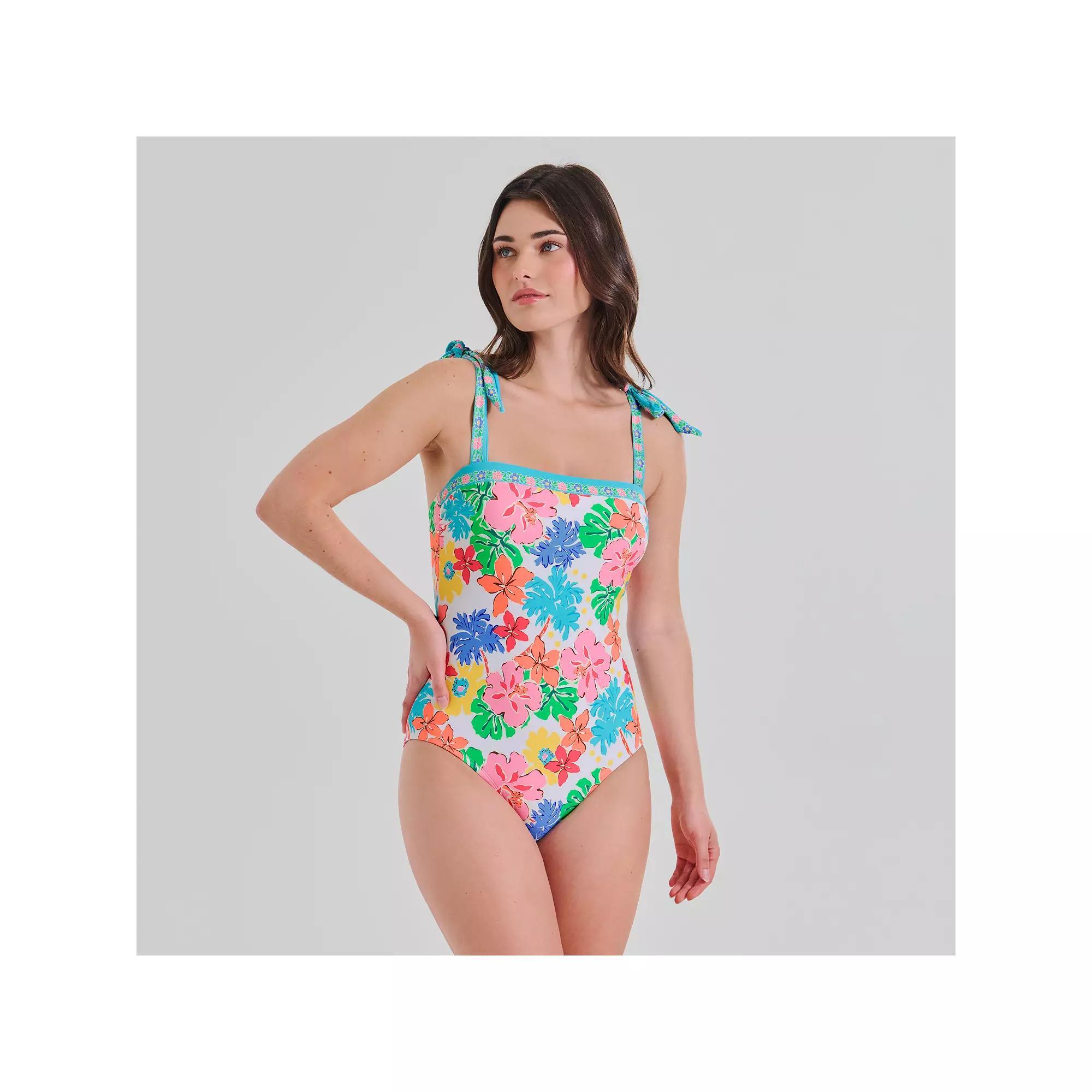 Women's Freshwater Tie Straps Bandeau One-Piece Swimsuit, Size: Small, Blue Escape Product Image