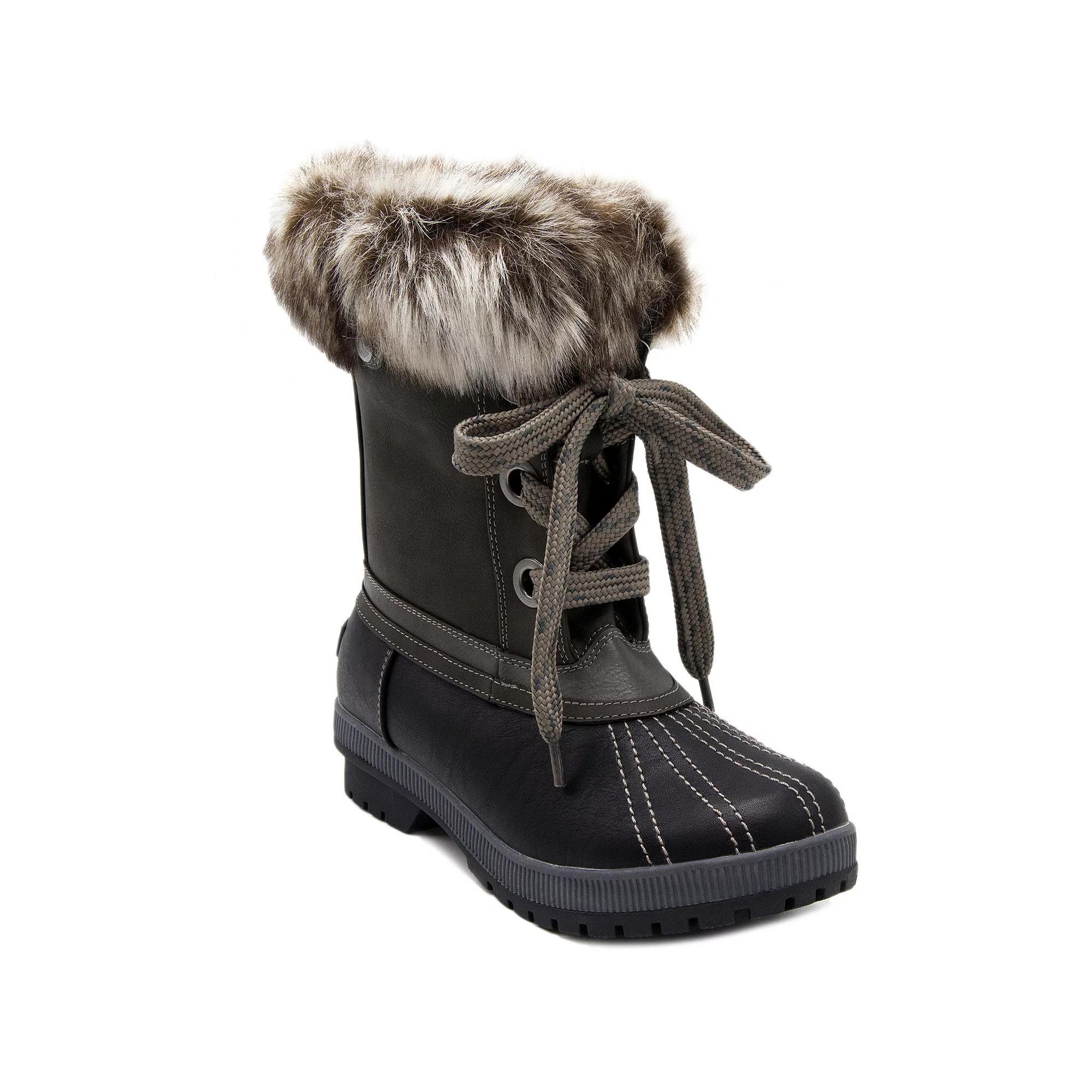 London Fog Milly Women's Waterproof Winter Duck Boots, Size: 9, Black Grey Product Image