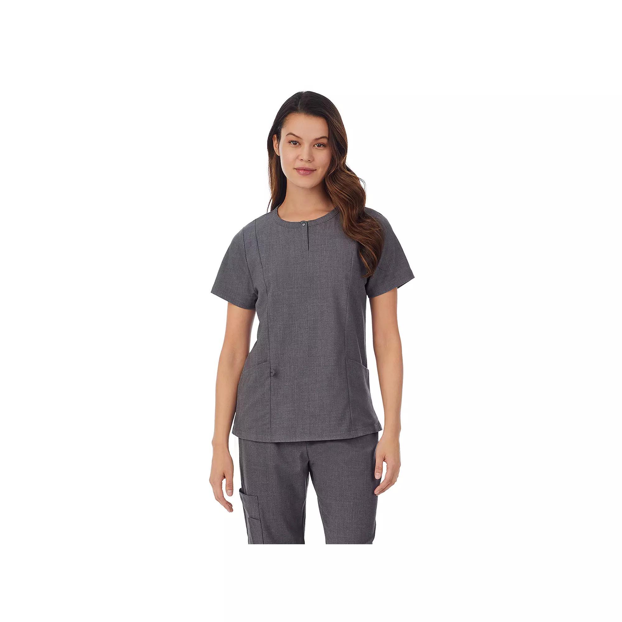 Women's Cuddl Duds® Scrubs Henley Top With 2 Pockets, Size: Small, Ceil Grey Product Image