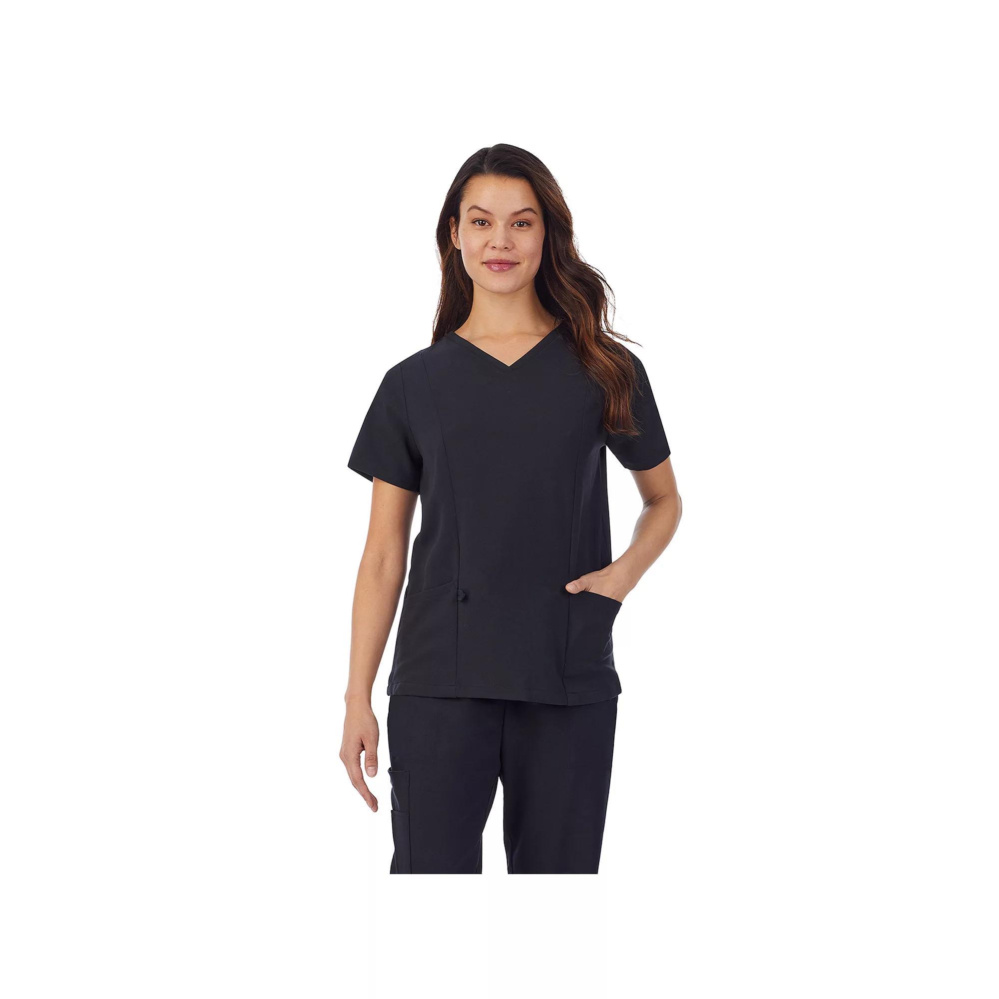 Womens Missy Cuddl Duds Scrubs V-neck Top With 3 Pockets Grey Heather Product Image