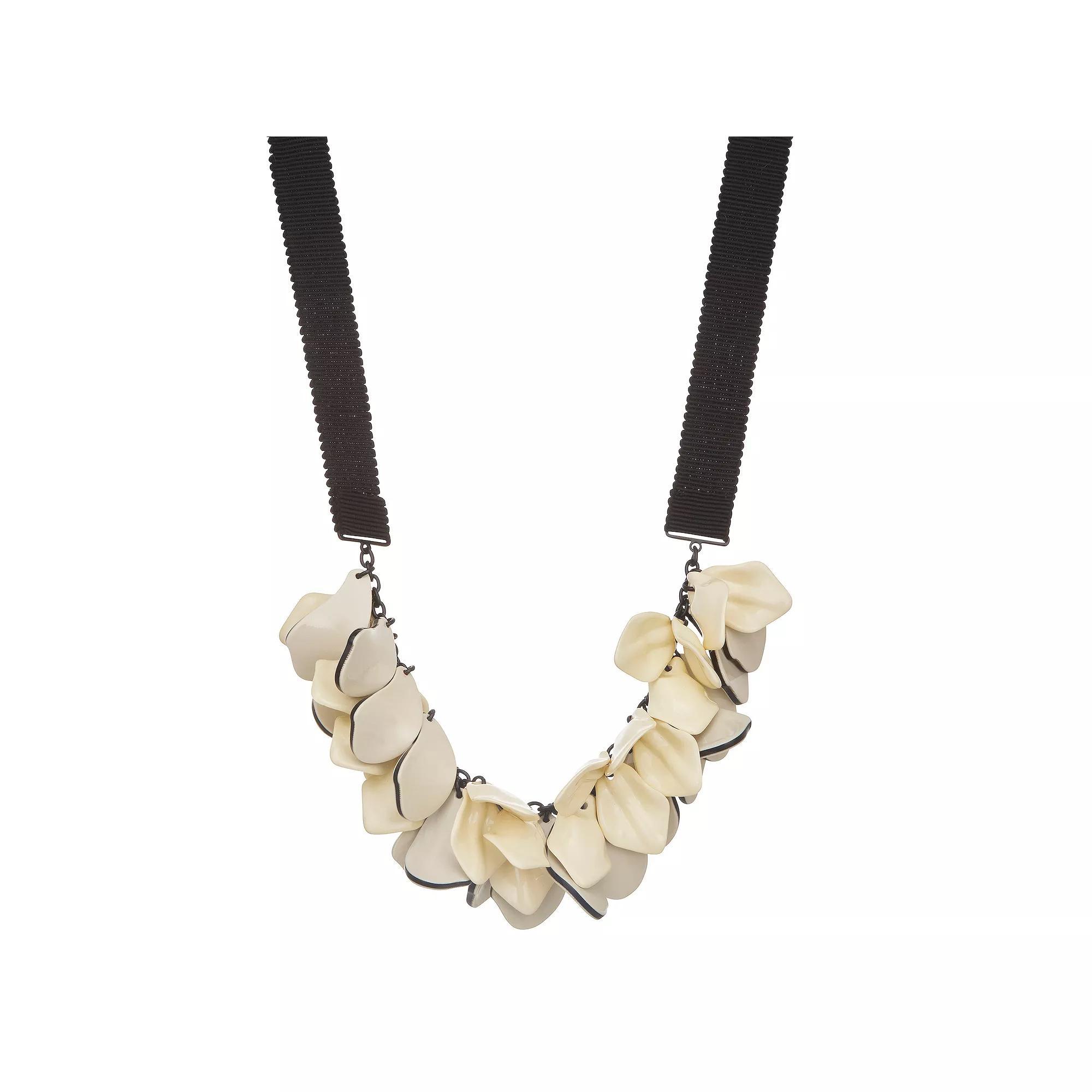 Simply Vera Vera Wang 17 in. Large Flower Frontal Necklace, Women's, White Product Image