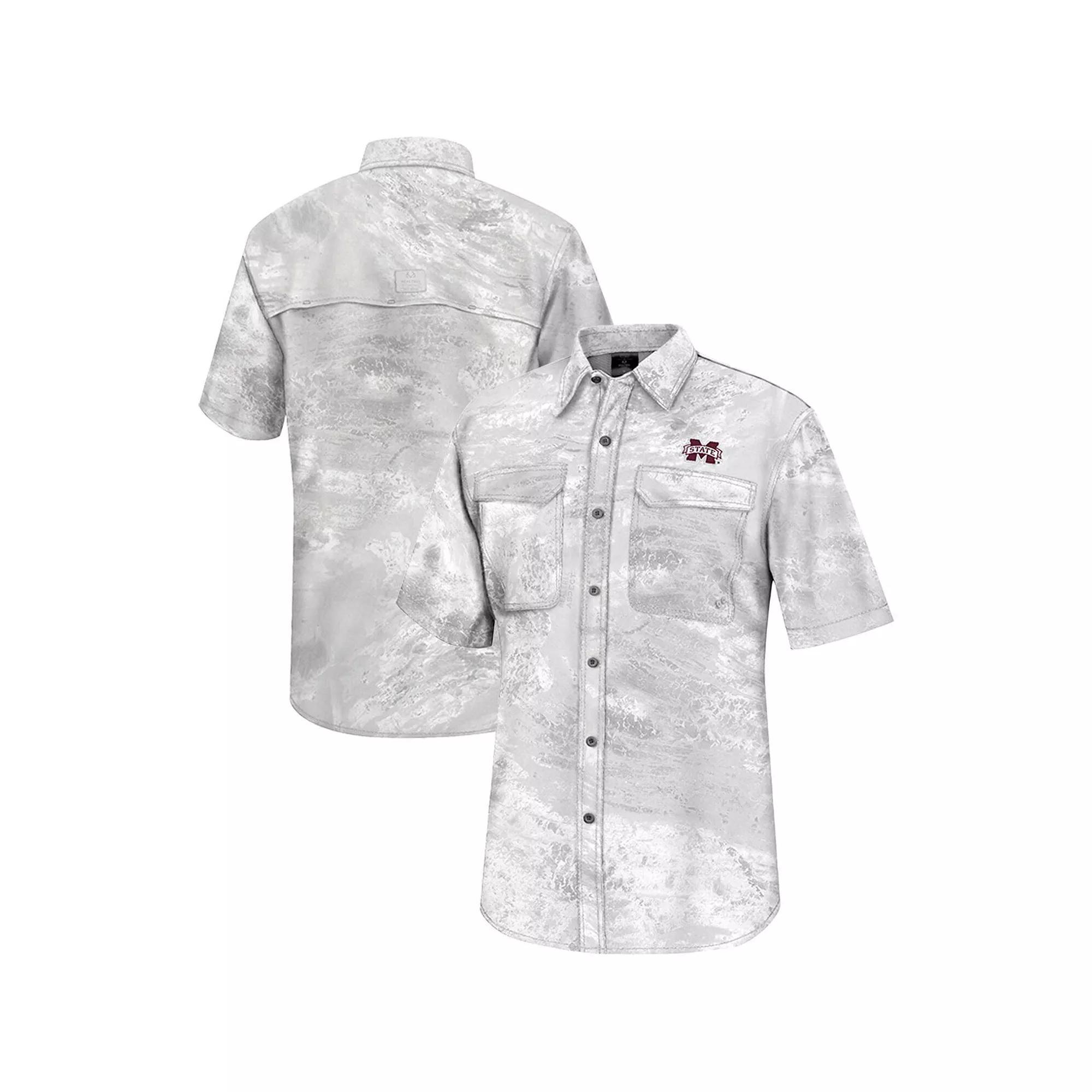 Men's Colosseum  White Utah Utes Realtree Aspect Charter Full-Button Fishing Shirt, Size: Large, Ute White Product Image