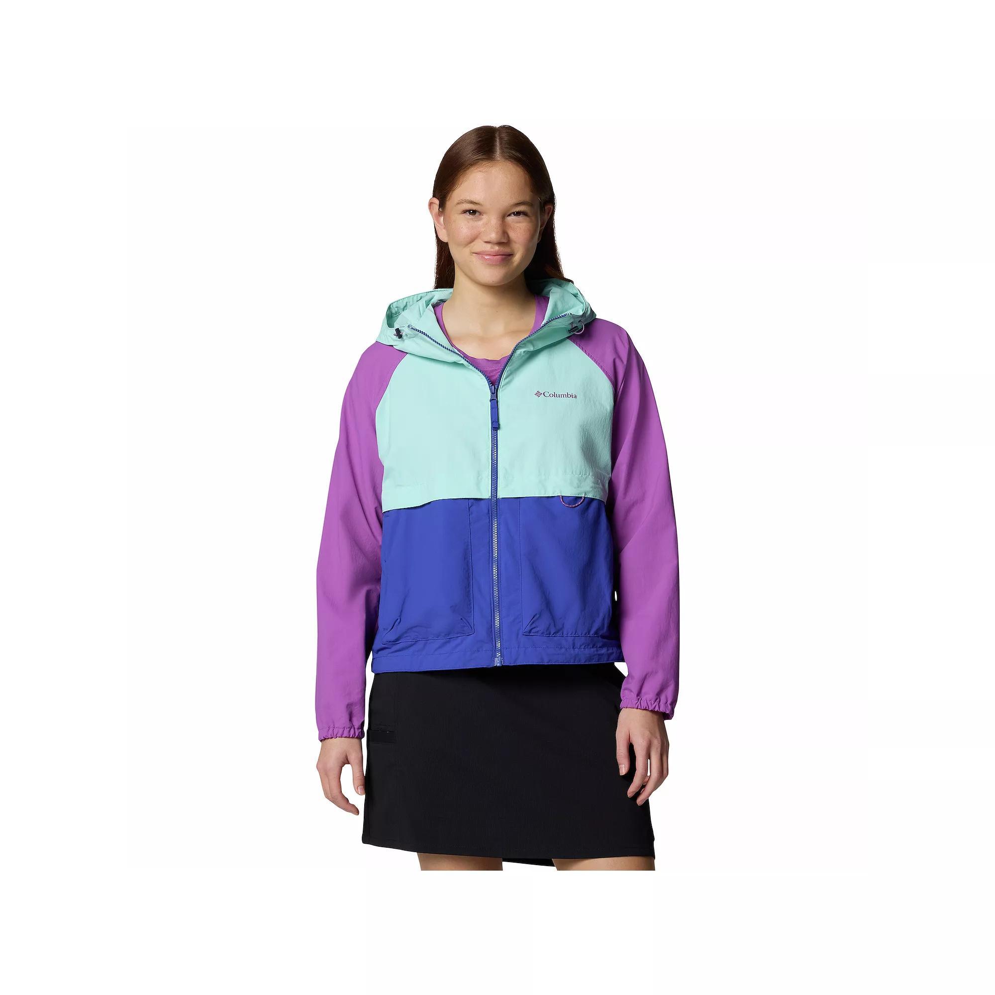 Women's Columbia Spire Valley Omni-SHIELD™ Windbreaker Jacket, Size: XXL, Clematis Blue Spray Product Image