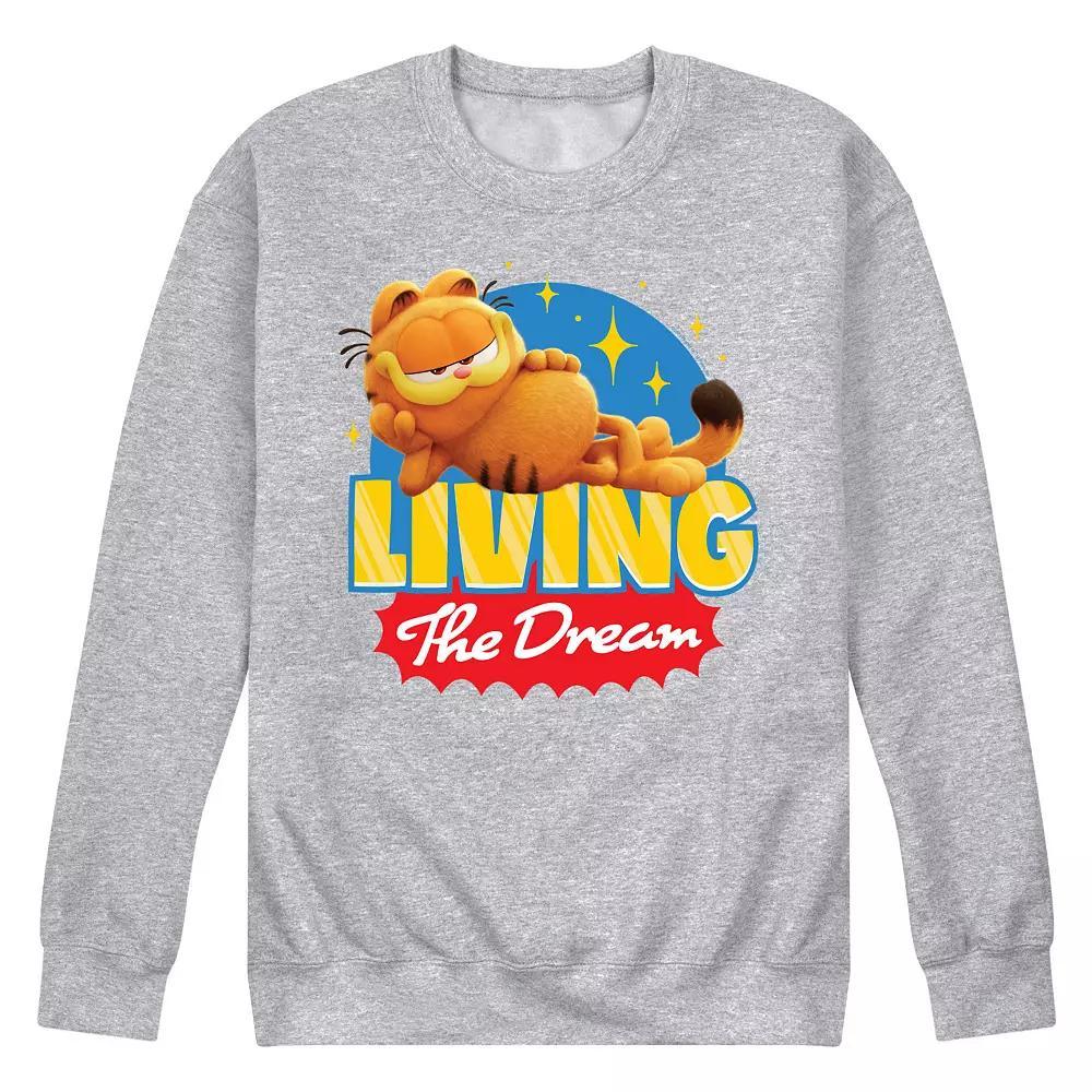 Mens Garfield The Movie Living The Dream Fleece Sweatshirt Athletic Grey Product Image