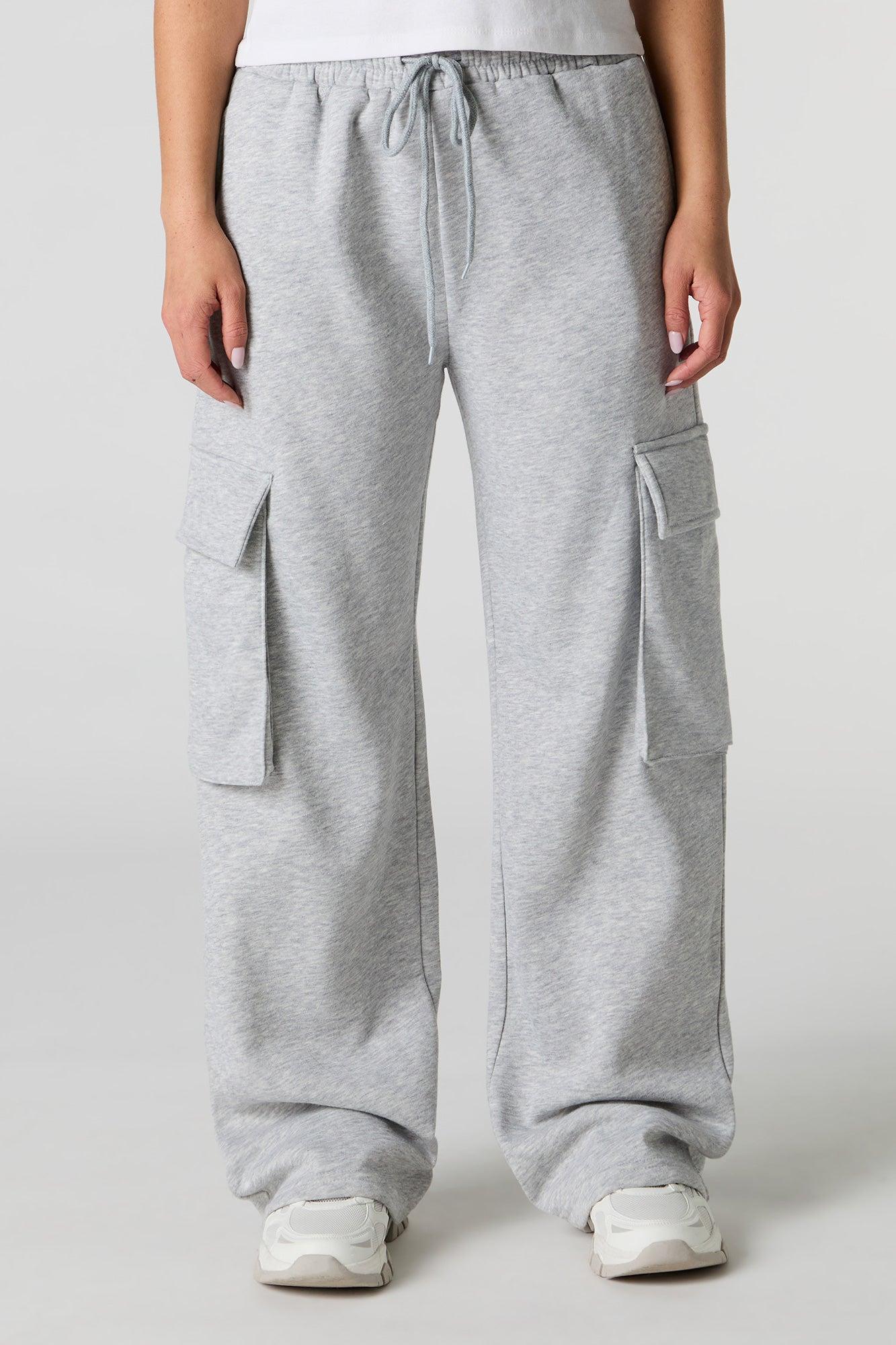 Fleece Wide Leg Cargo Sweatpant Female Product Image