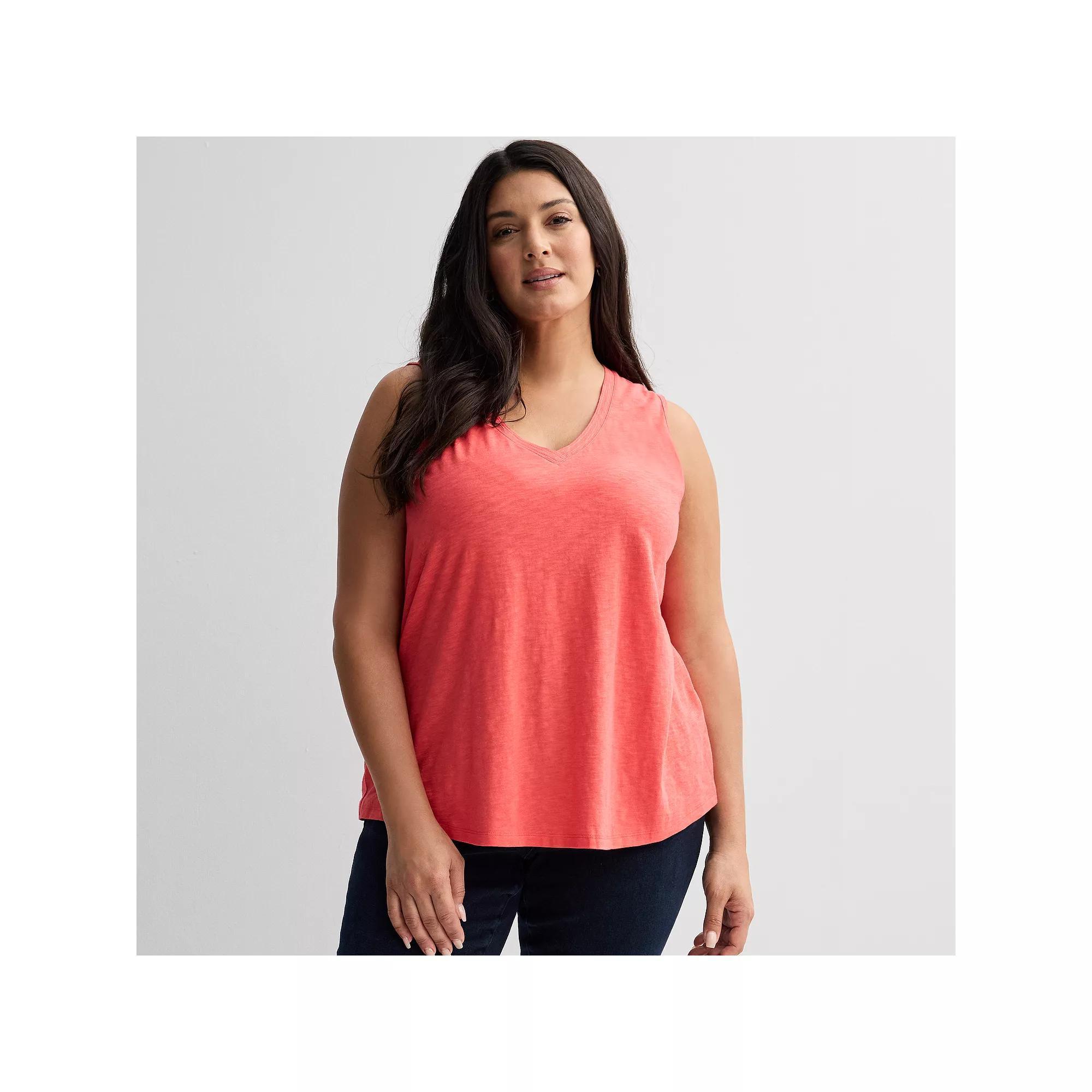 Plus Size Sonoma Goods For Life® Elevated V-Neck Tank Top, Women's, Size: 3XL, Blissful Product Image