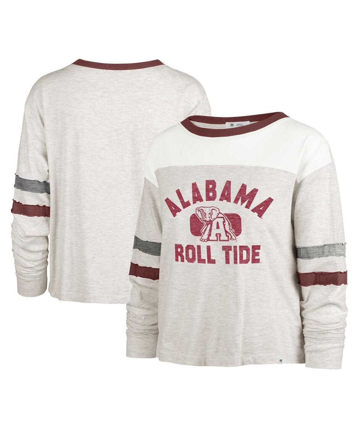 Women's '47 Oatmeal Alabama Crimson Tide All Class Lena Long Sleeve T-Shirt, Size: Large, Team Product Image