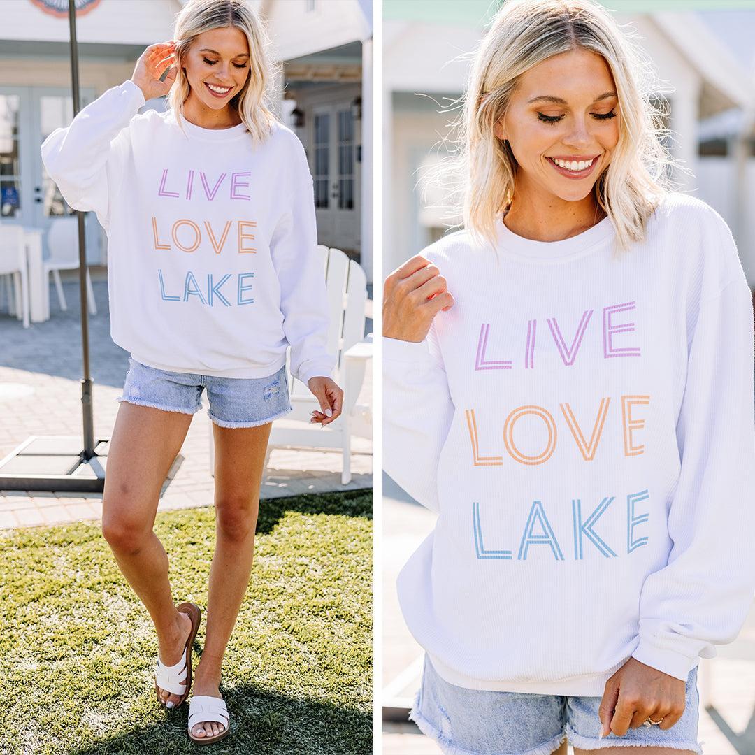 Live Love Lake White Corded Graphic Sweatshirt Female Product Image