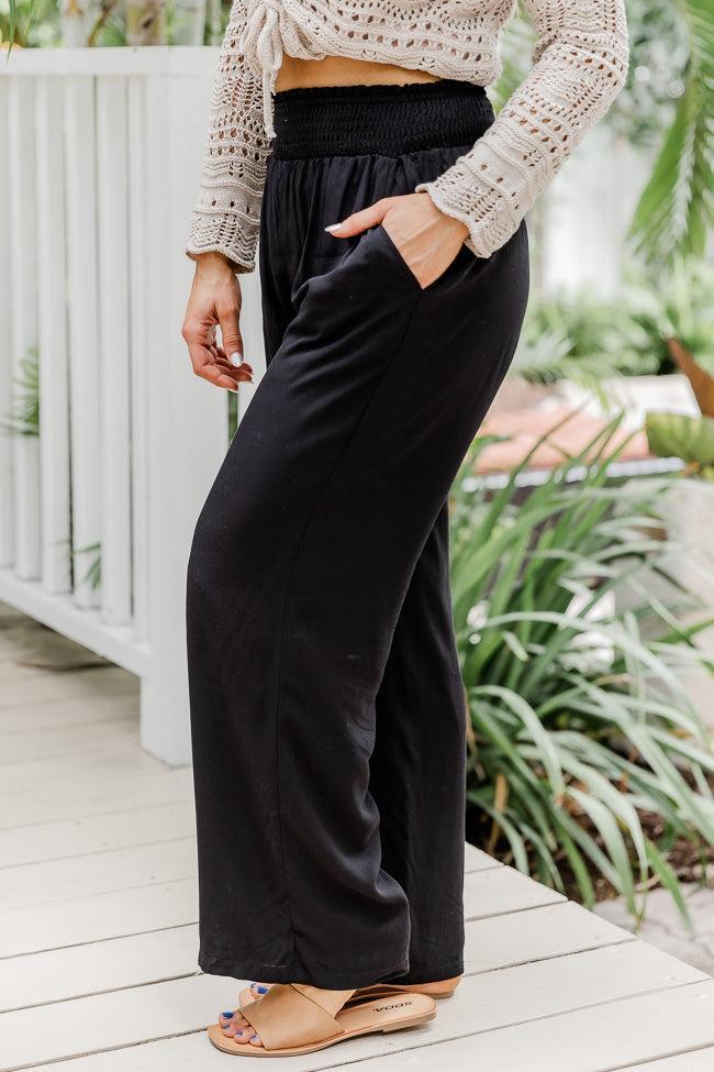 Far And Wide Smocked Waist Black Pants FINAL SALE Product Image