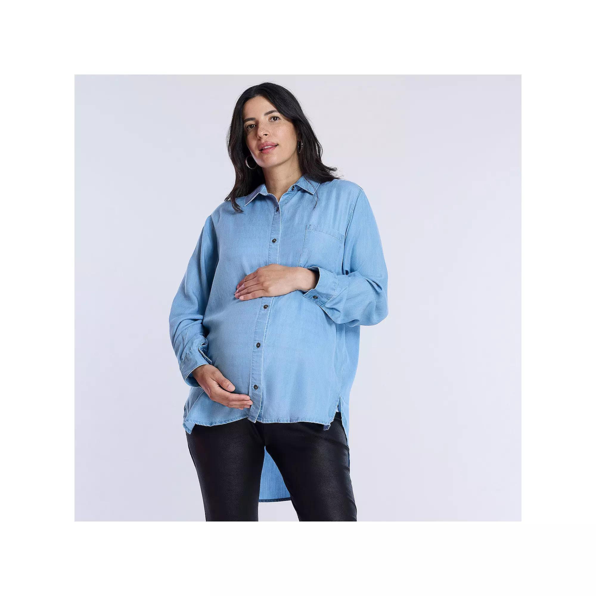 Maternity Motherhood Poplin Shirt, Womens Product Image