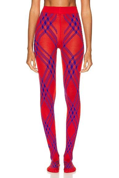 Burberry Printed Tights in Red Product Image