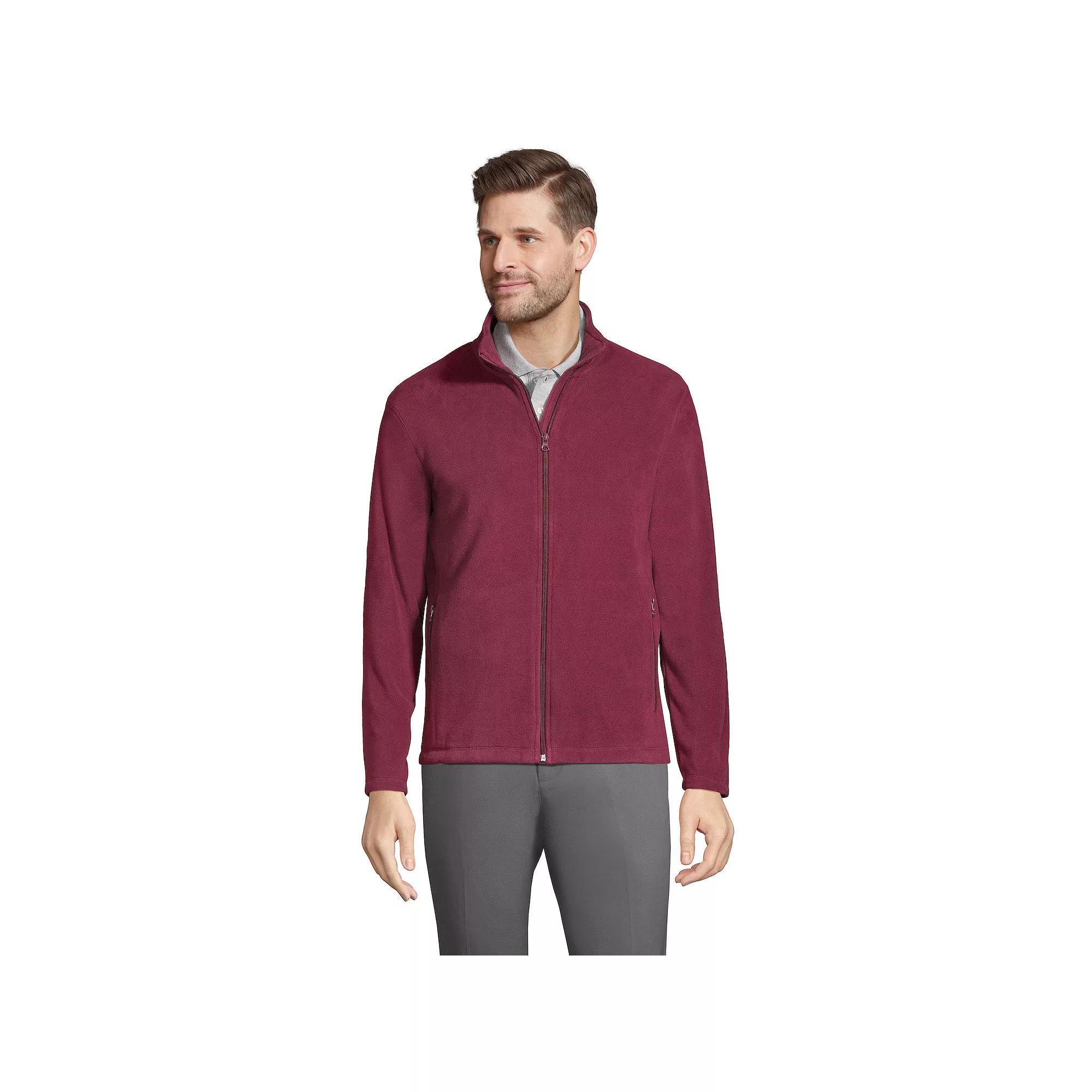 Men's Lands' End Full-Zip Mid-Weight Fleece Jacket, Size: Large, Dark Grey Product Image