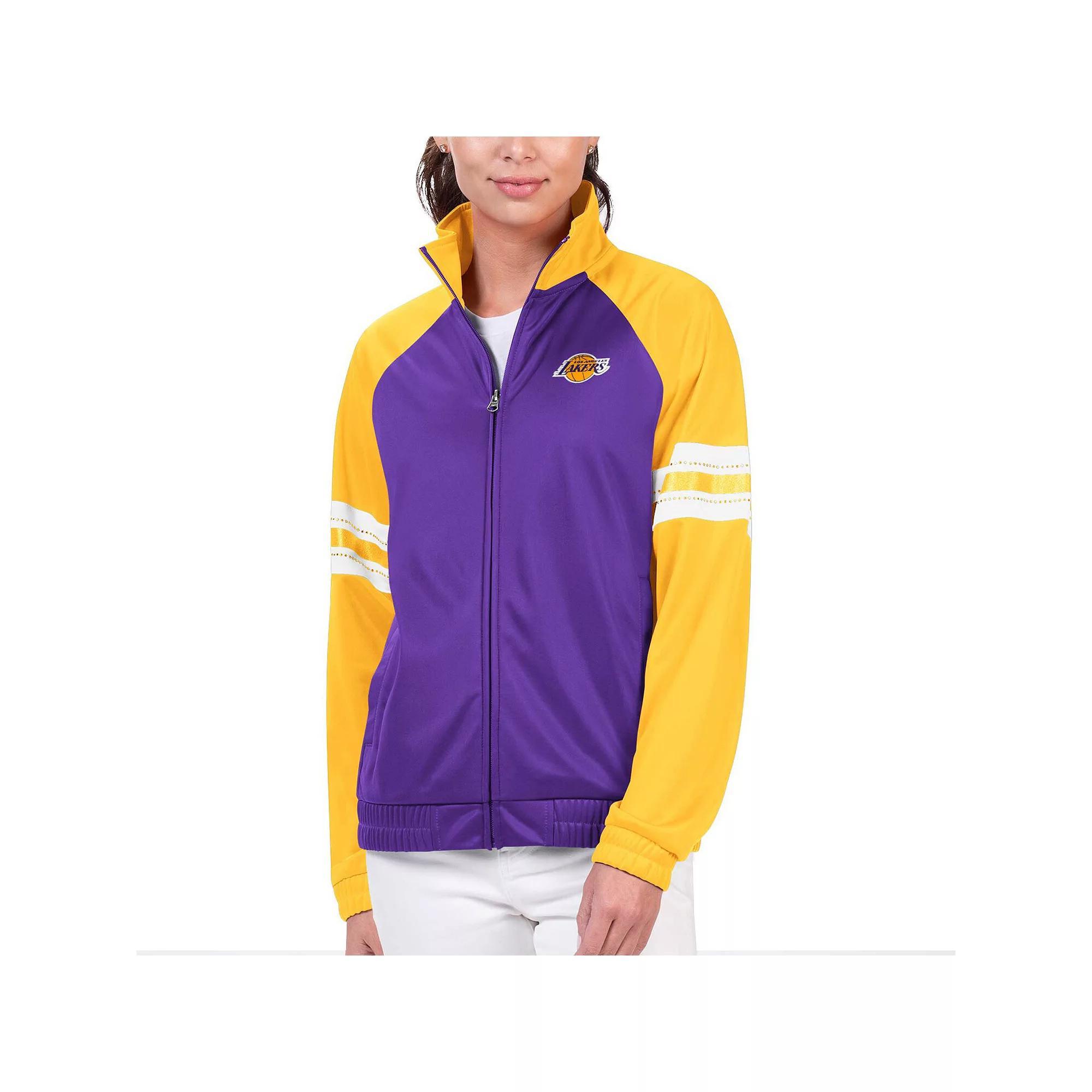 Women's G-III 4Her by Carl Banks Royal Golden State Warriors Main Player Raglan Rhinestone Full-Zip Track Jacket, Size: Medium, Blue Product Image