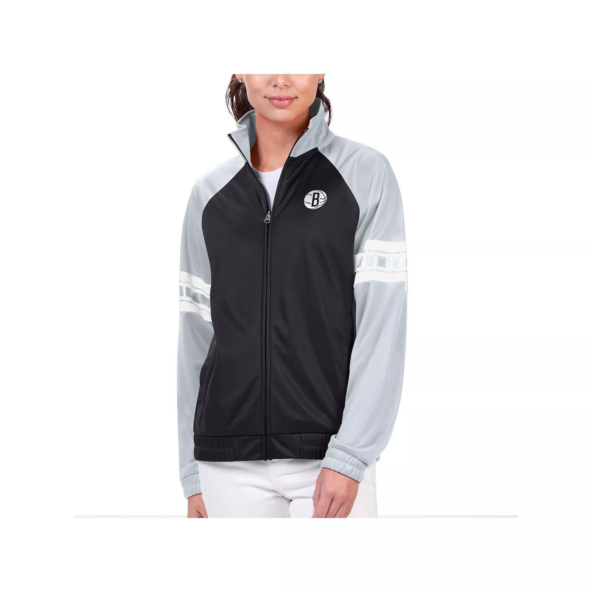 Women's G-III 4Her by Carl Banks Royal Golden State Warriors Main Player Raglan Rhinestone Full-Zip Track Jacket, Size: Medium, Blue Product Image