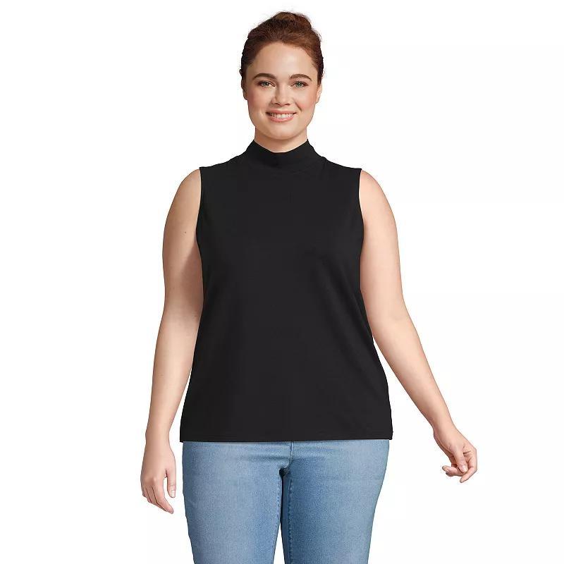 Plus Size Lands' End Sleeveless Mock Neck Tank Top, Women's, Size: 2XL, Grey Heather Product Image
