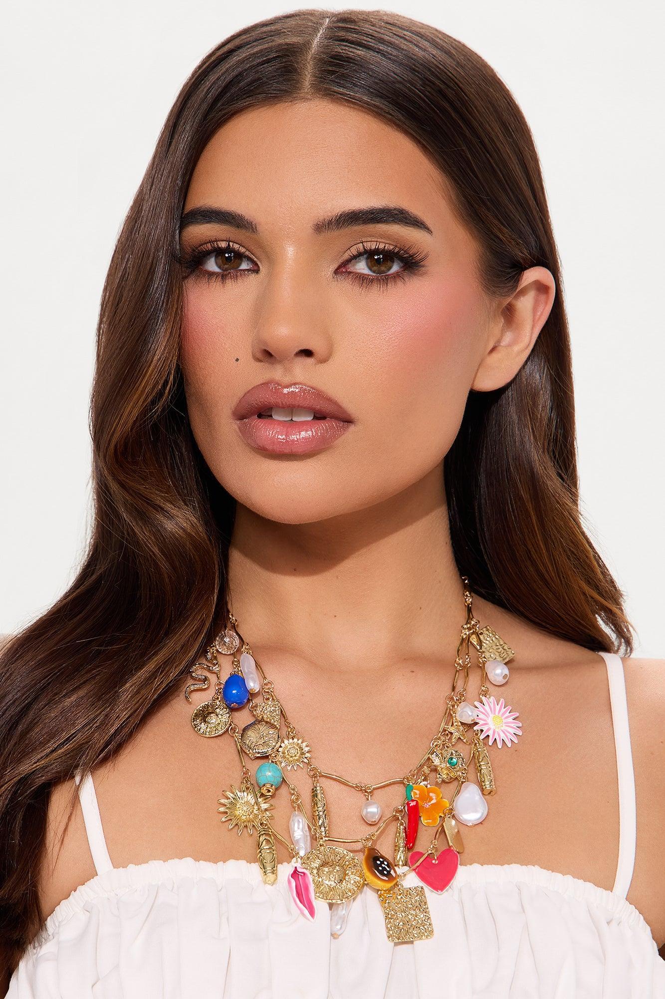 Her Likes Charms Necklace - Gold/combo Product Image