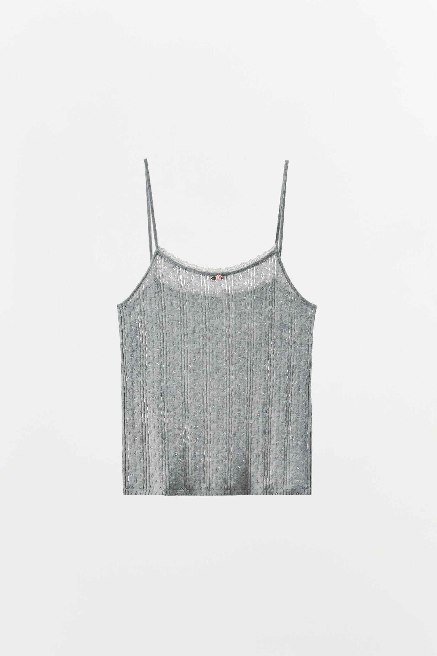 POINTELLE FLORAL STRAP TOP Product Image