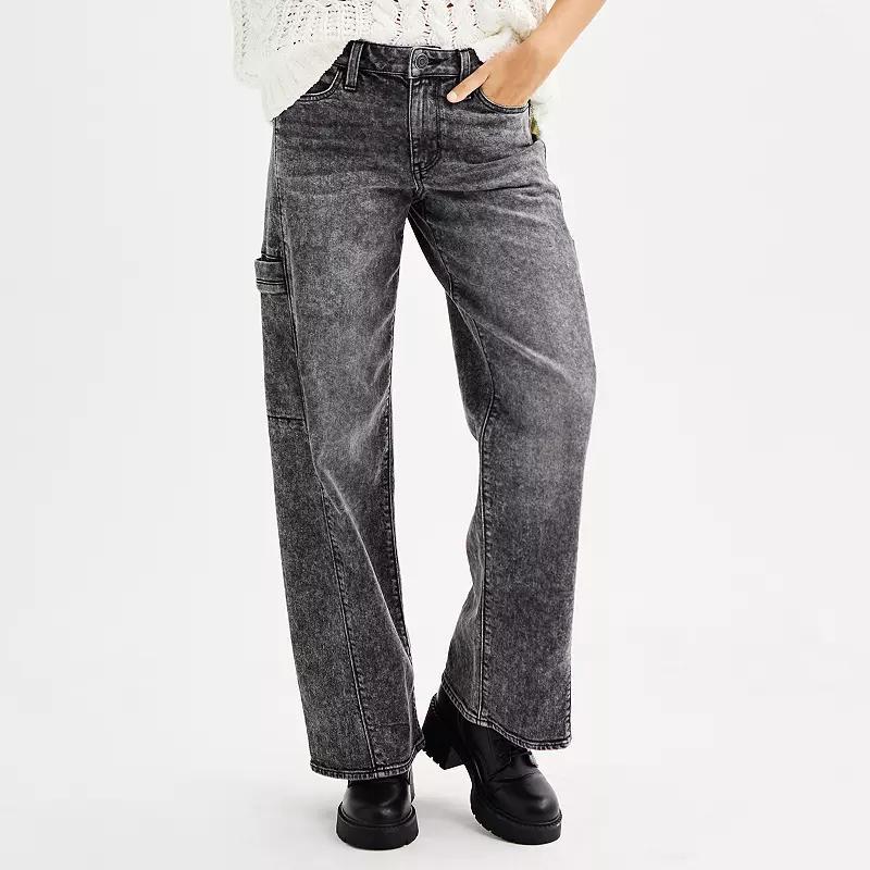 Juniors' SO® Low Rise Denim Cargo Pants, Girl's, Size: 3, Grey Wash Product Image