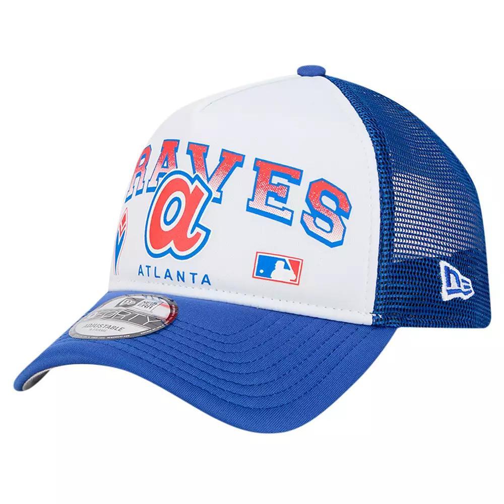Men's New Era White Atlanta Braves Retro Wordmark 9FORTY A-Frame Trucker Adjustable Hat Product Image