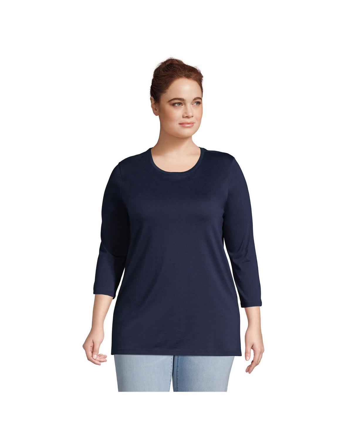 Plus Size Lands' End Supima Cotton Relaxed Fit Crewneck Tunic, Women's, Size: 3XL, Radiant Blue Product Image