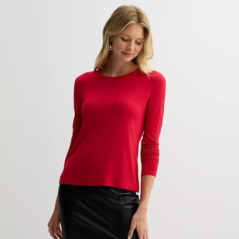 Women's Nine West Essential Long Sleeve Crewneck Shirt, Size: Medium, Maddie Purple Product Image