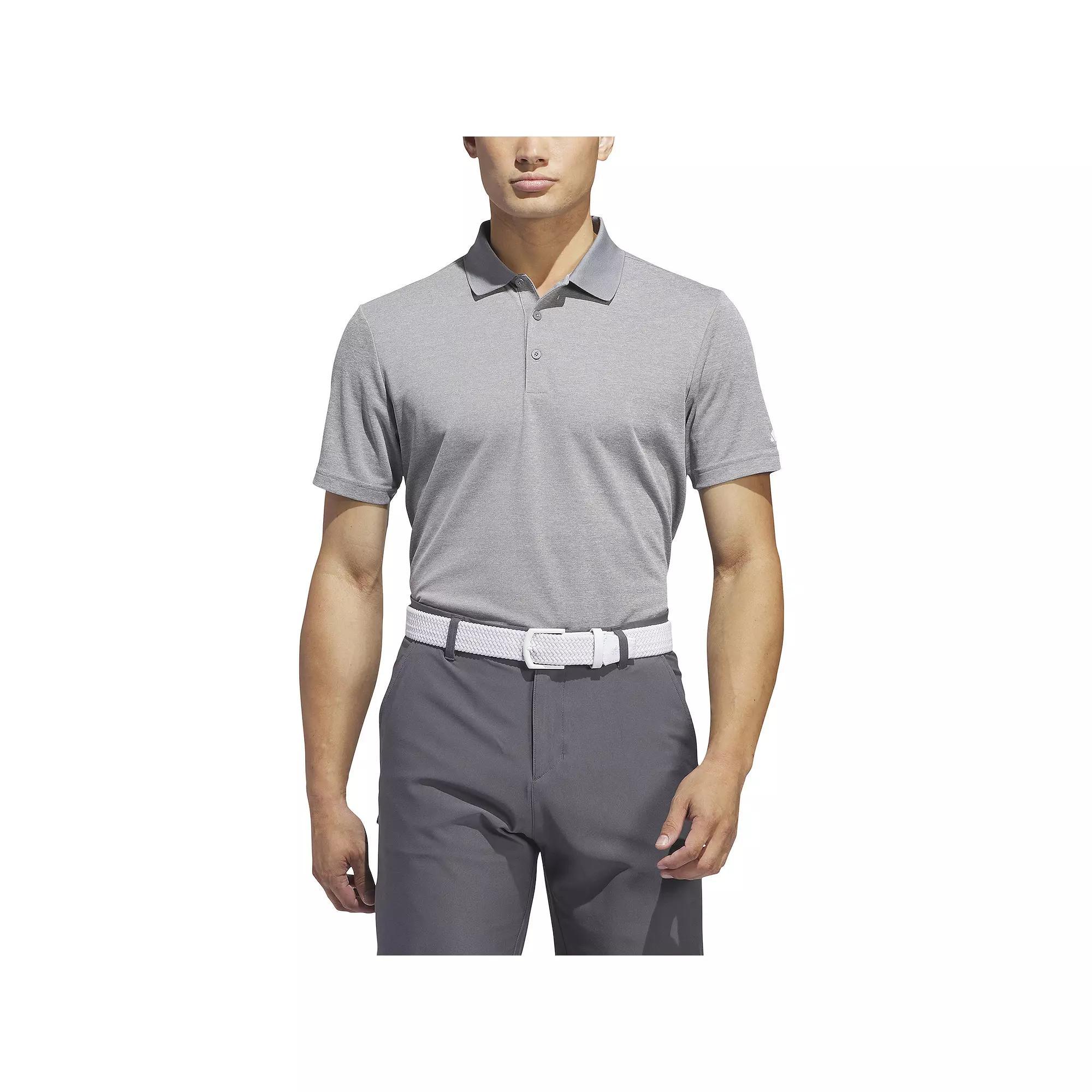 Men's adidas Adi Performance Heather Golf Polo, Size: XL, Gray Three Product Image
