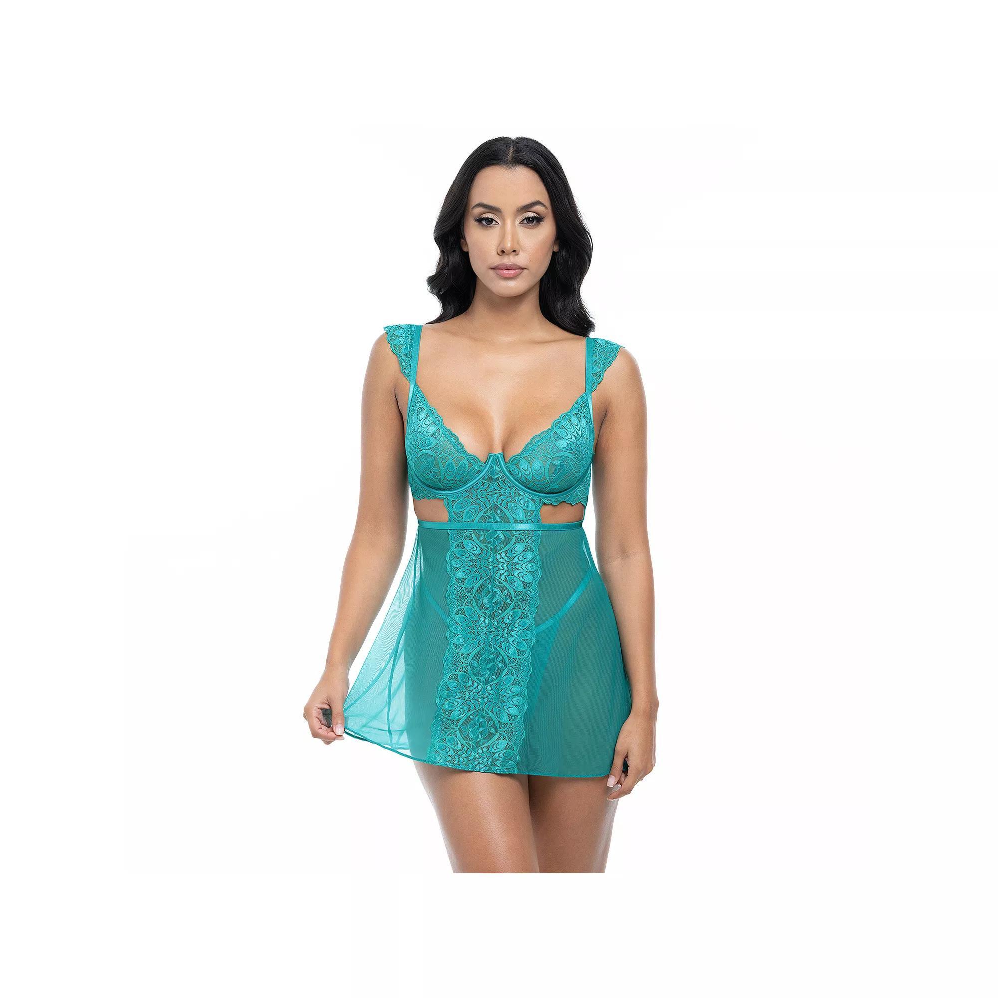 Oh La La Cheri Farah Babydoll Lingerie 75-11929, Women's, Size: Large-XL, Tropical Green Product Image