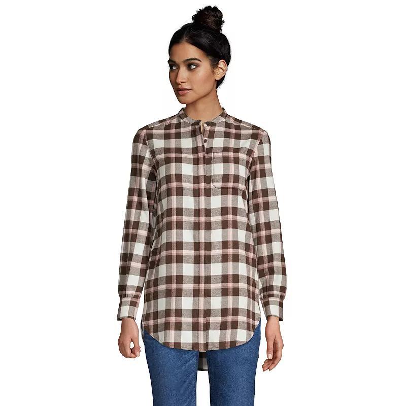 Women's Lands' End Flannel A-Line Tunic Top, Size: XL, Deep Blue Tartan Product Image