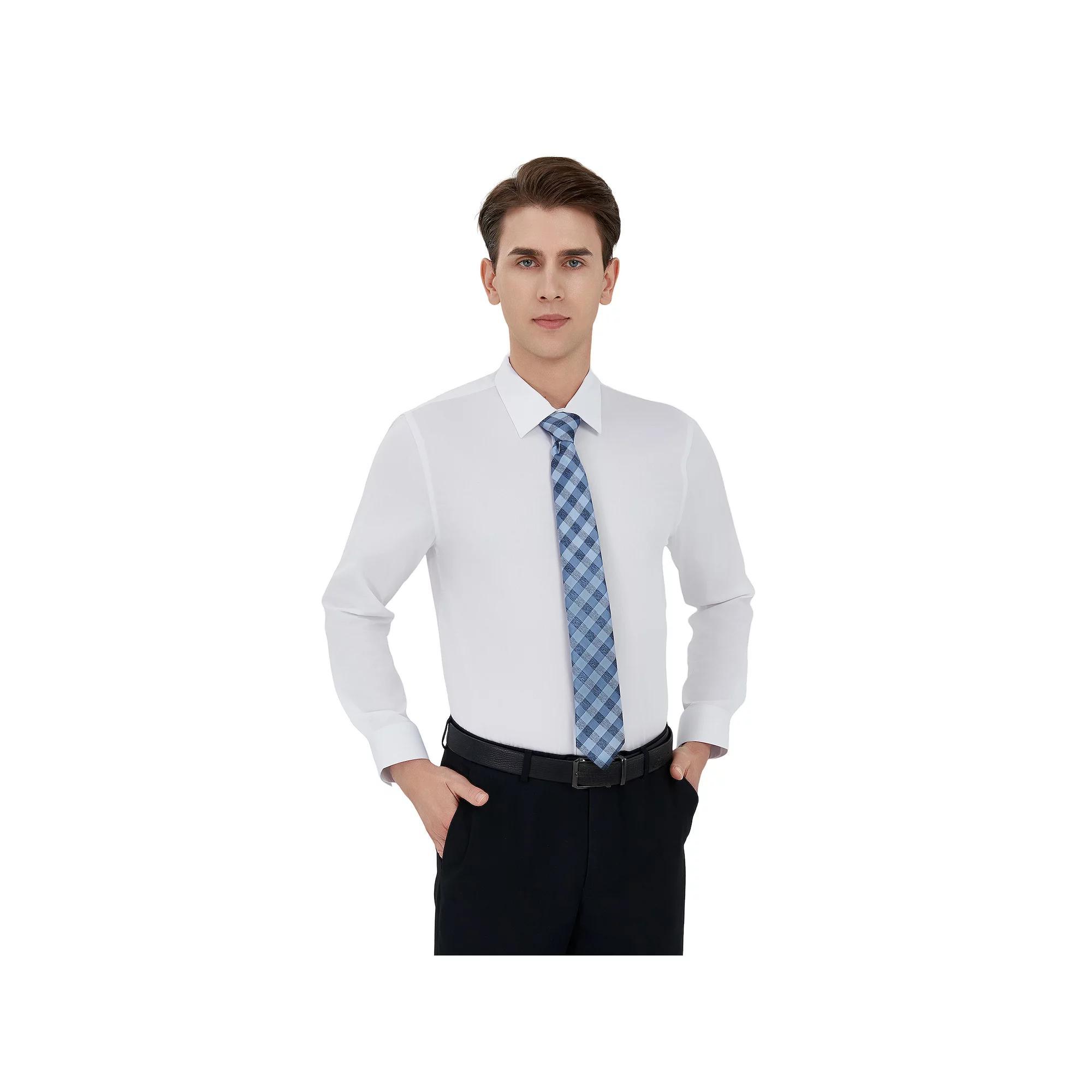 Men's Bespoke Slim-Fit Dress Shirt & Tie Set, Size: Small 32-33, White Product Image