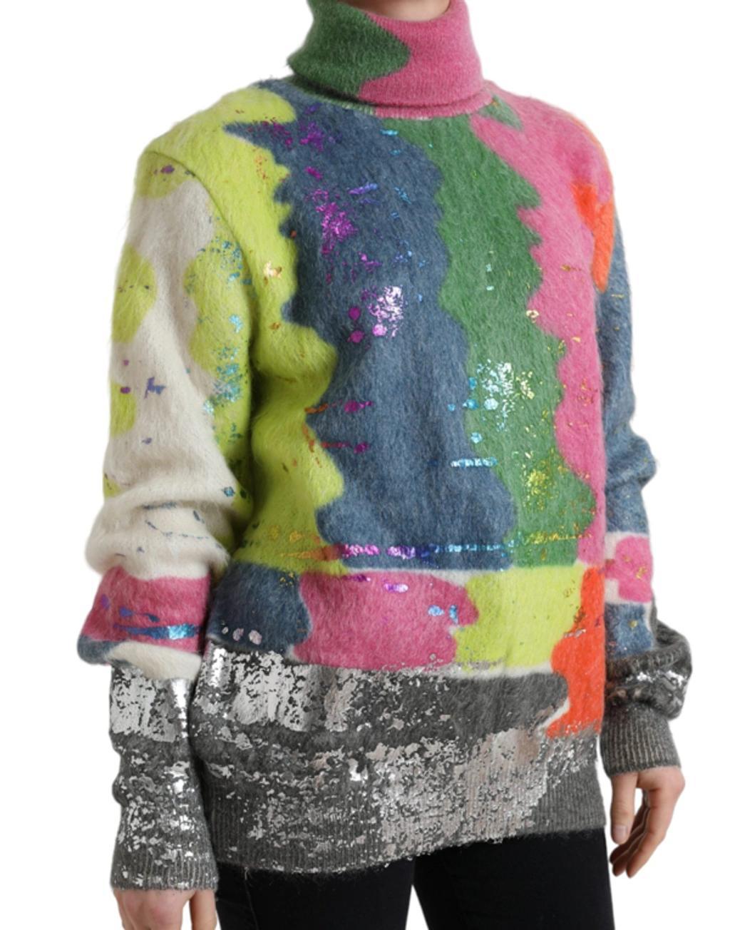 DOLCE & GABBANA Multicolor Mohair Turtleneck Pullover Sweater Product Image