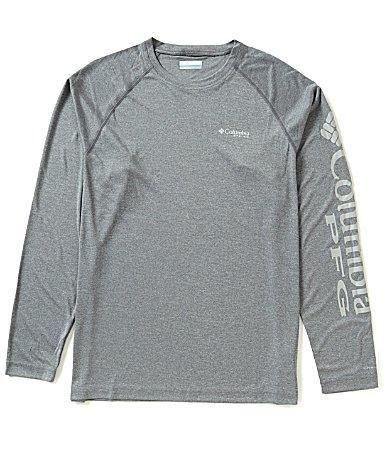 Men's Columbia PFG UPF 50 Terminal Tackle™ Heather Long Sleeve Shirt, Size: XL, Grey Heather Product Image