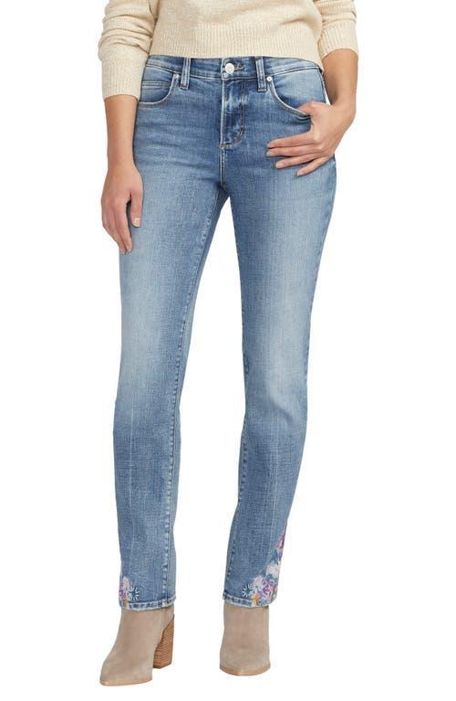 Jag Jeans Ruby Straight Leg Relaxed Fit Floral Hem Embroidered Jeans Product Image