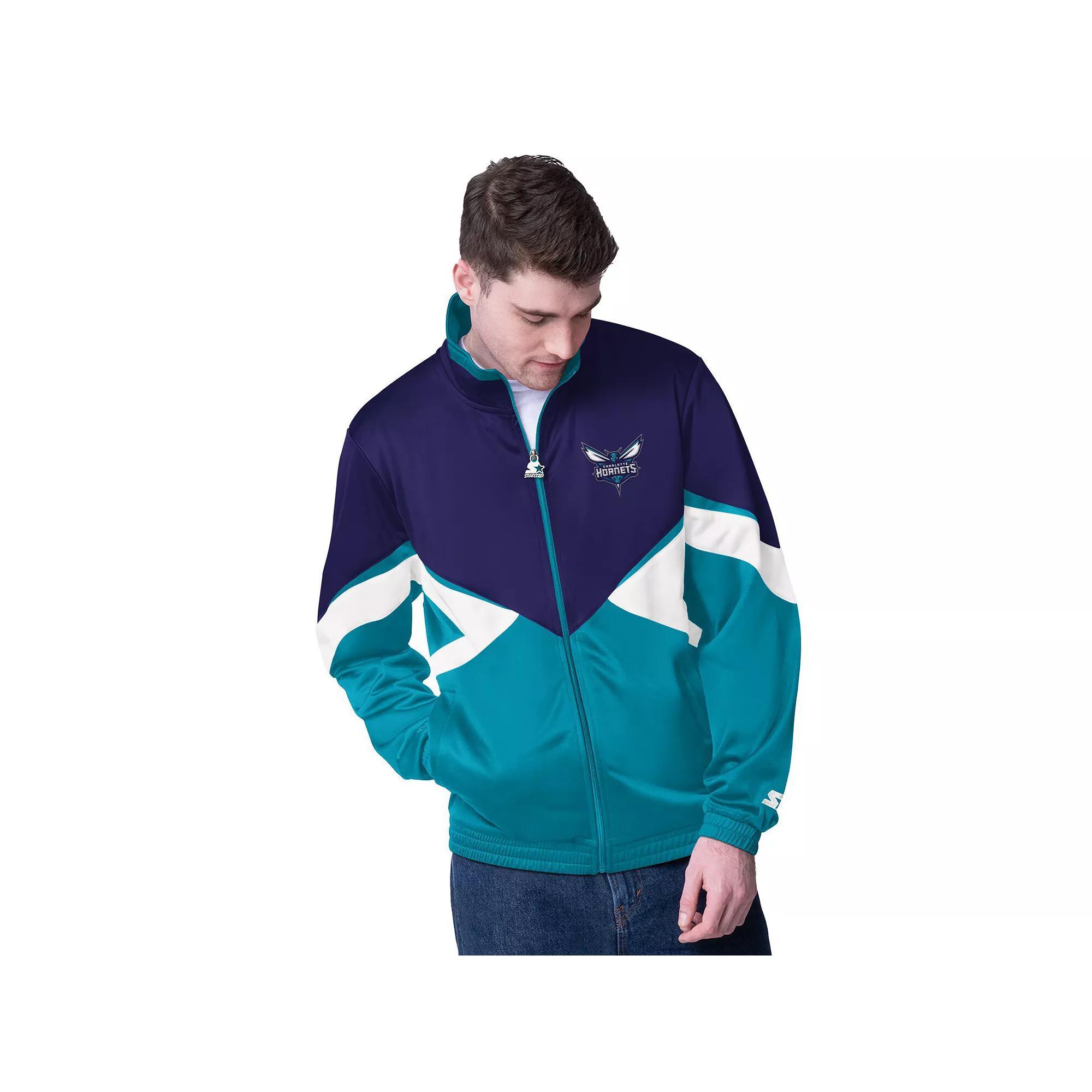 Men's Starter Black/Blue Orlando Magic Rush Applique Full-Zip Track Jacket, Size: XL, Mag Black Product Image