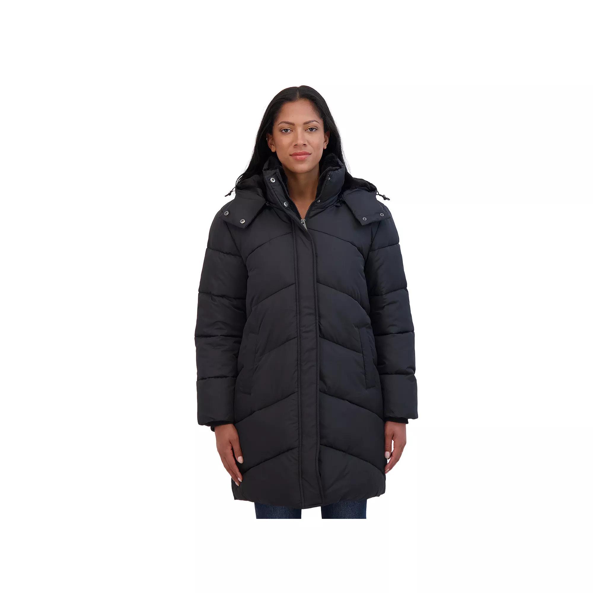 Women's Sebby Collection Cozy Lined Puffer Coat, Size: Small, Gray Product Image