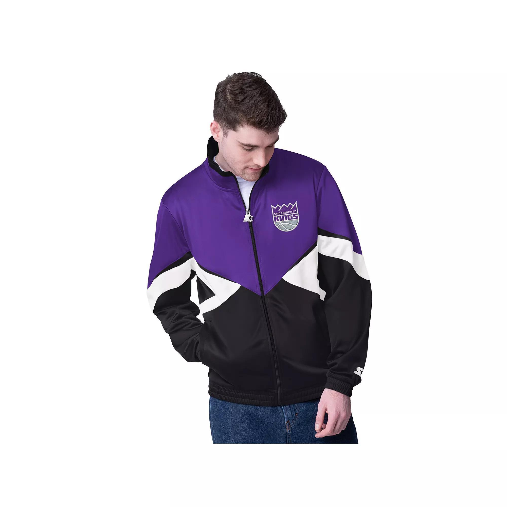 Men's Starter Purple/Black Sacramento Kings Rush Applique Full-Zip Track Jacket, Size: XL, Kng Purple Product Image