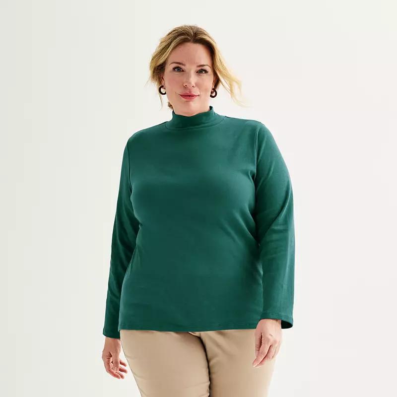 Plus Size Croft & Barrow® Essential Long-Sleeve Mockneck Top, Women's, Size: 5XL, Brandy Red Product Image